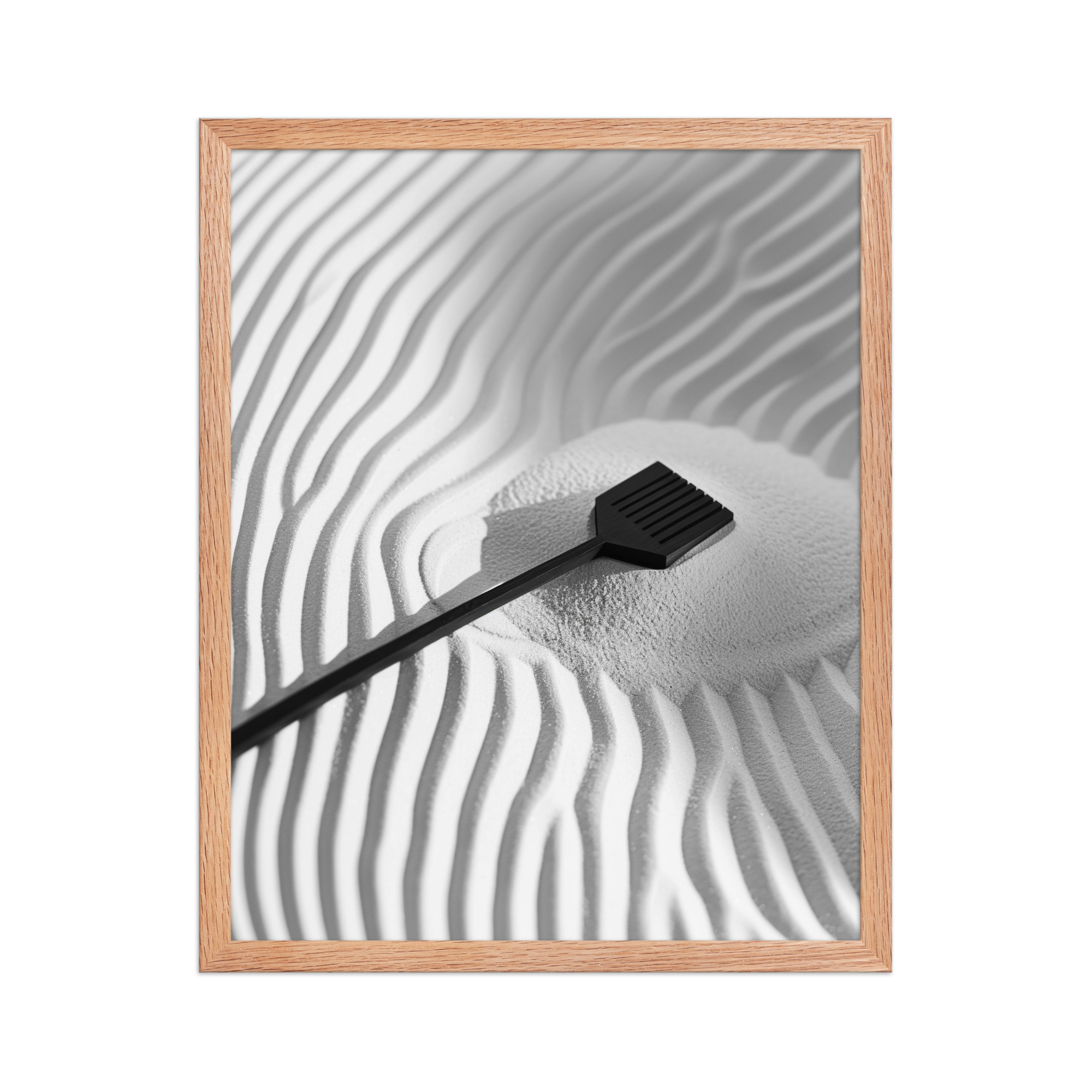 enhanced-matte-paper-framed-poster-in-red-oak-16x20-front-68f9e8d81fc53.jpg Zen Sand Rake – Minimal Monochrome Ripples Wall Art – Framed Poster - Image 13