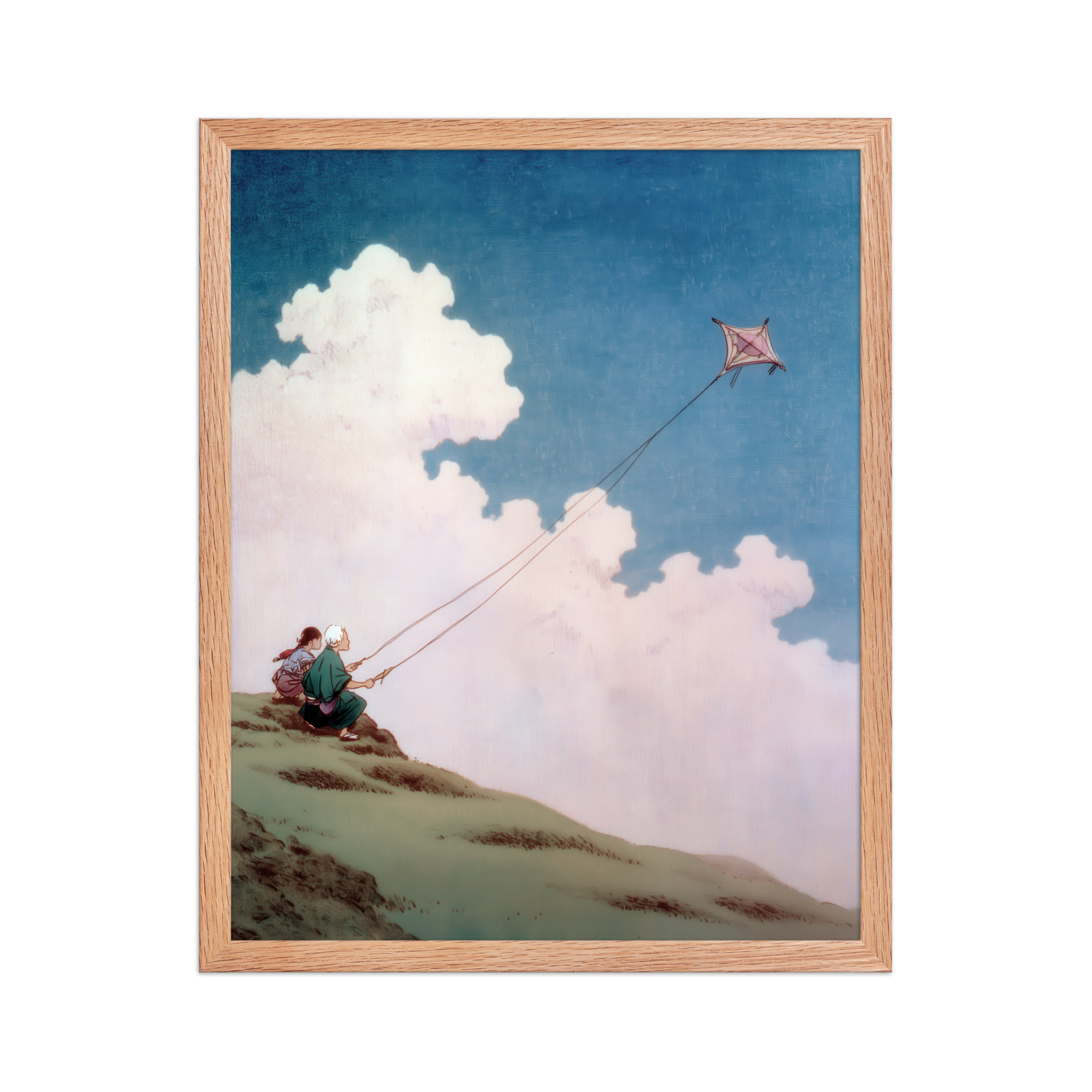 enhanced-matte-paper-framed-poster-in-red-oak-16x20-front-68f9f68a52334.jpg Flying Lessons in the Sky – Ukiyo-e Wall Art Print – Framed Poster - Image 9