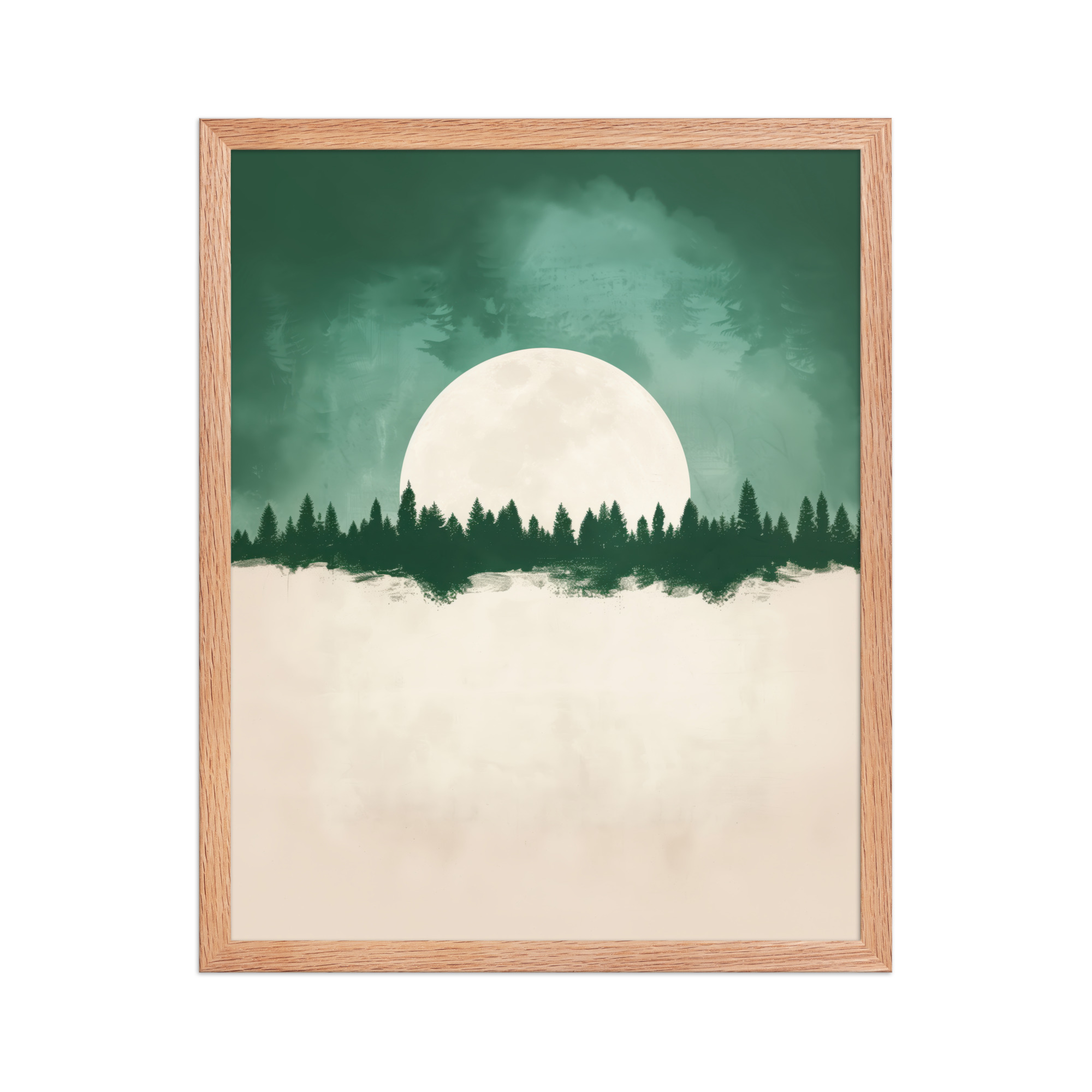 enhanced-matte-paper-framed-poster-in-red-oak-16x20-front-68f9fe4f64b8f.jpg Forest Glow Under a Full Moon — Minimal Landscape Wall Decor — Framed Poster - Image 11