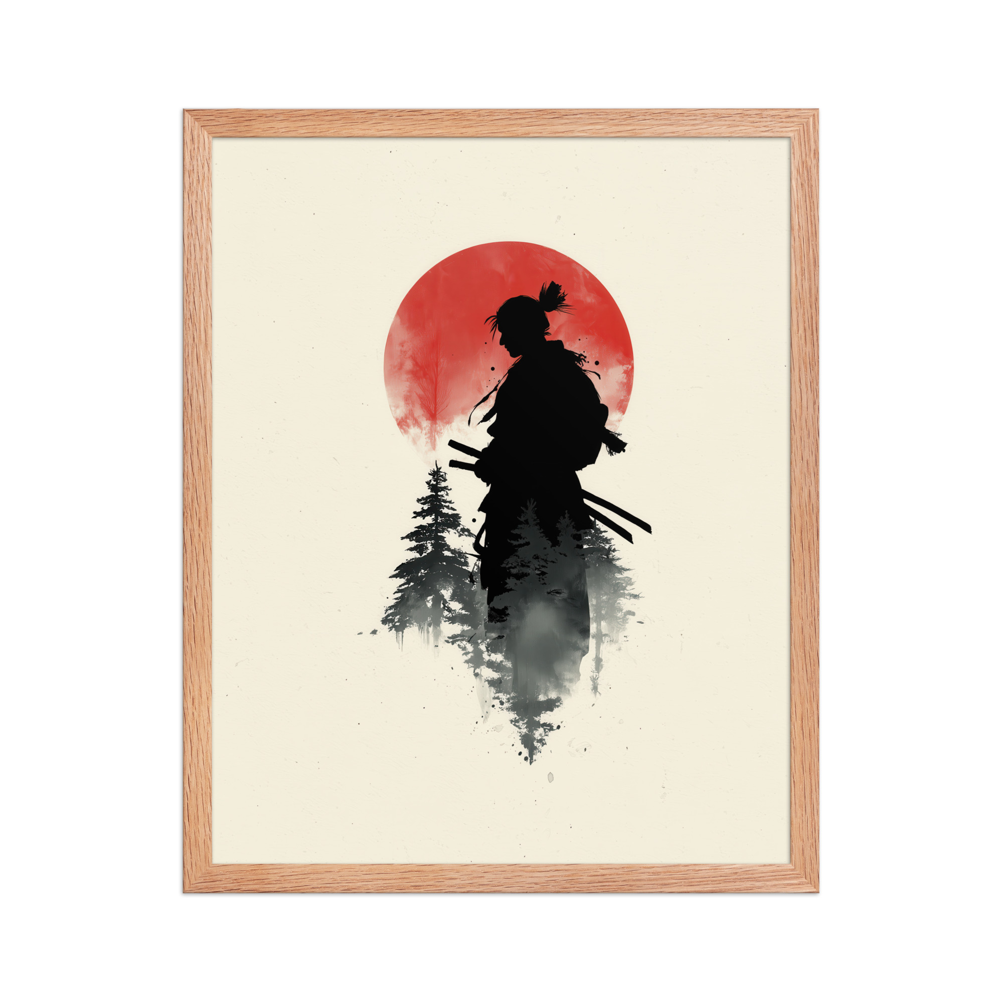 enhanced-matte-paper-framed-poster-in-red-oak-16x20-front-68fa15d3594ba.jpg Silent Watch Samurai II – Minimalist Japandi Samurai Minimal Japanese Decor – Framed Poster - Image 13