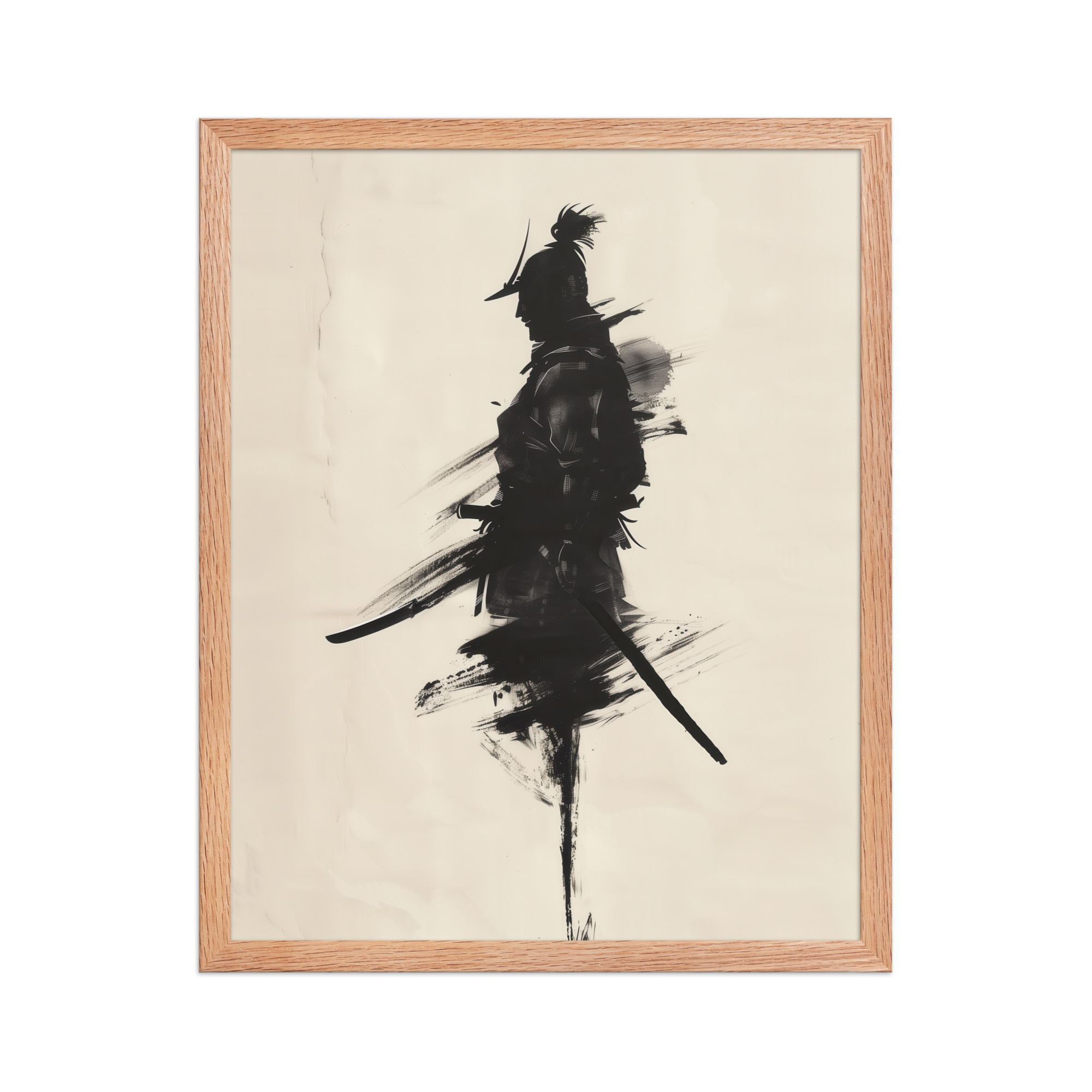 enhanced-matte-paper-framed-poster-in-red-oak-16x20-front-68fa170352b64.jpg Shadowed Warrior – Sumi-e Silhouette of a Lone Samurai Wall Decor – Framed Poster - Image 13