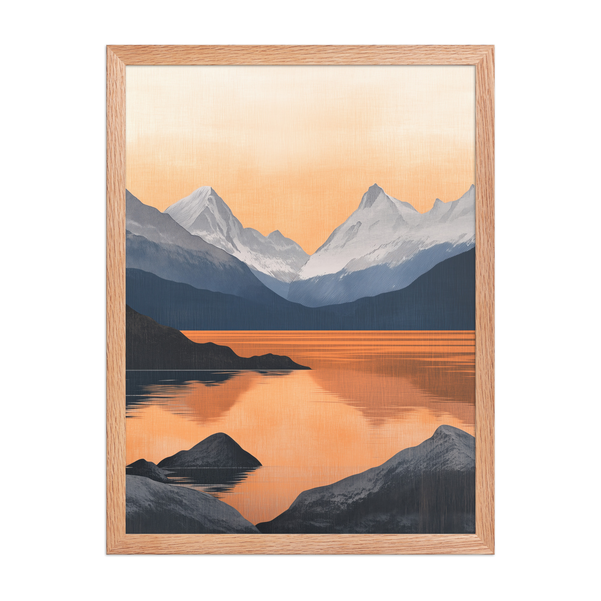 enhanced-matte-paper-framed-poster-in-red-oak-18x24-front-68f87bd826523.jpg Nordic Sunset Reflections — Serene Mountain Lake Panorama Landscape Wall Art — Framed Poster - Image 12