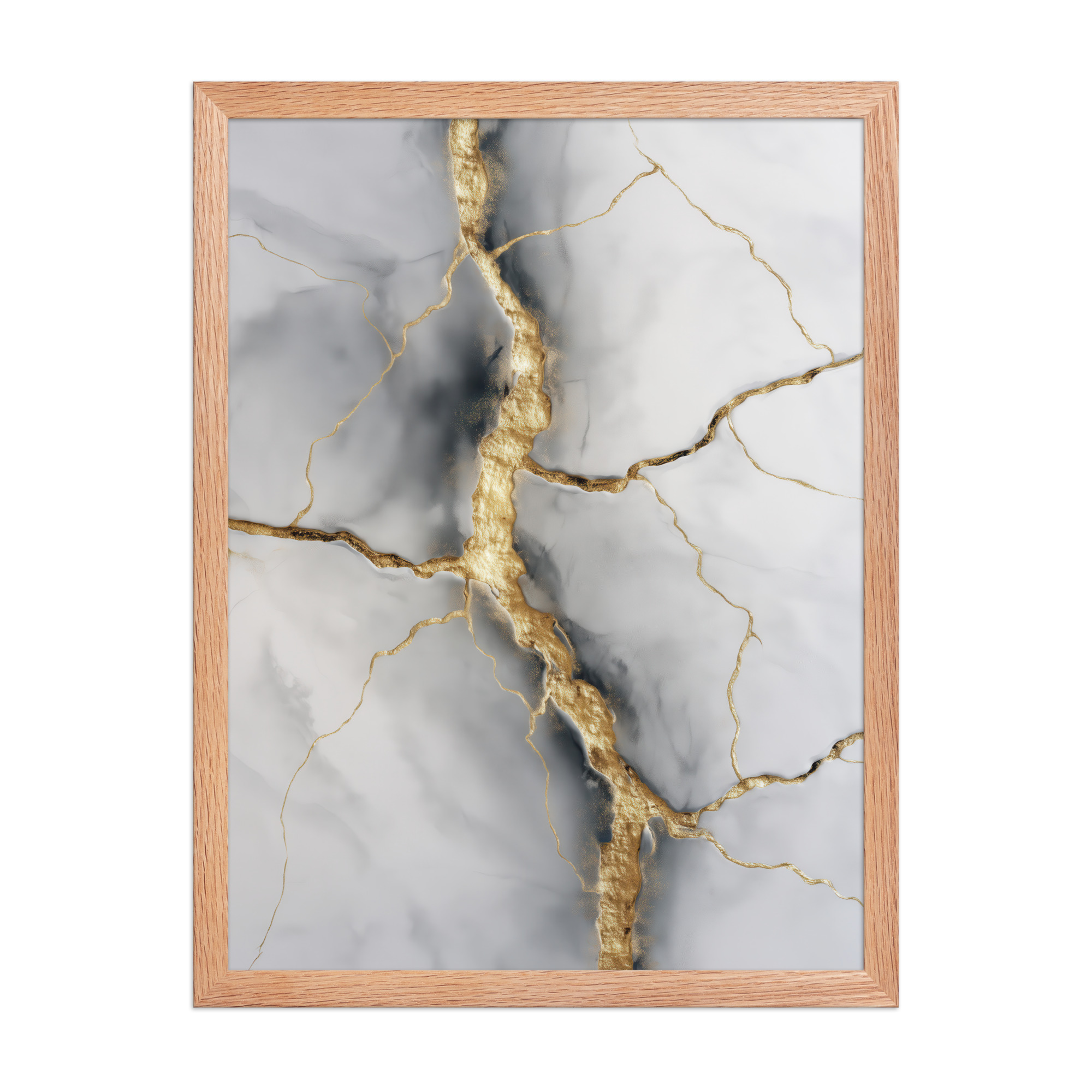 enhanced-matte-paper-framed-poster-in-red-oak-18x24-front-68f88a4fd40f4.jpg Kintsugi Cracks I — Marble Abstract with Gold Veining Wall Art — Framed Poster - Image 6