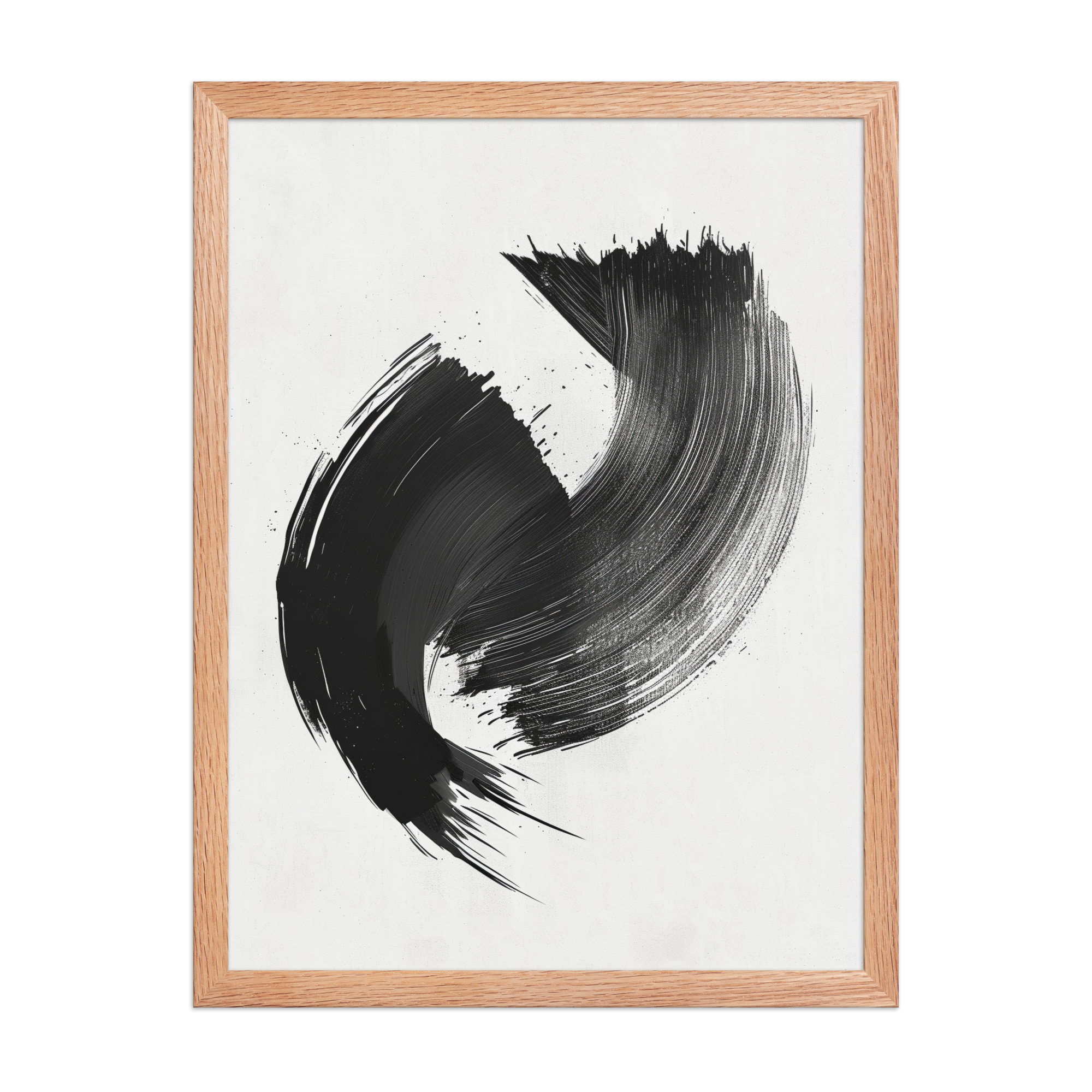 enhanced-matte-paper-framed-poster-in-red-oak-18x24-front-68f88ea6d3c80.jpg Brushstroke Swirl — Zen Sumi-e Ink Abstract Wall Decor — Framed Poster - Image 11