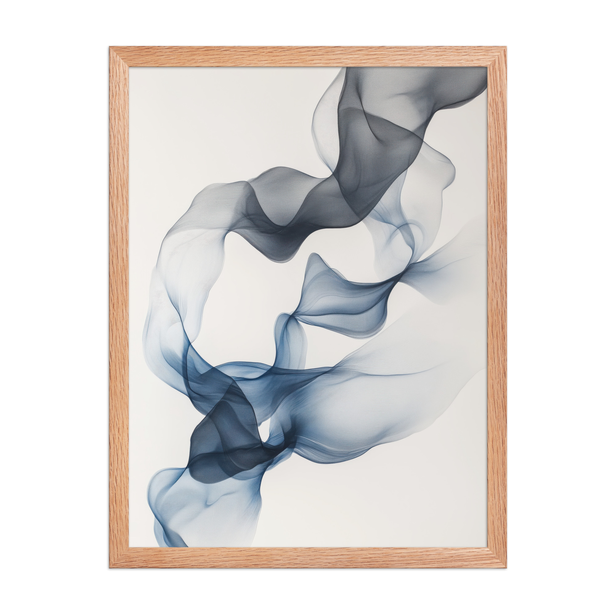 enhanced-matte-paper-framed-poster-in-red-oak-18x24-front-68f890a75ec0c.jpg Ethereal Smoke Dance — Floating Blue-Grey Ribbon Abstract Wall Art — Framed Poster - Image 4