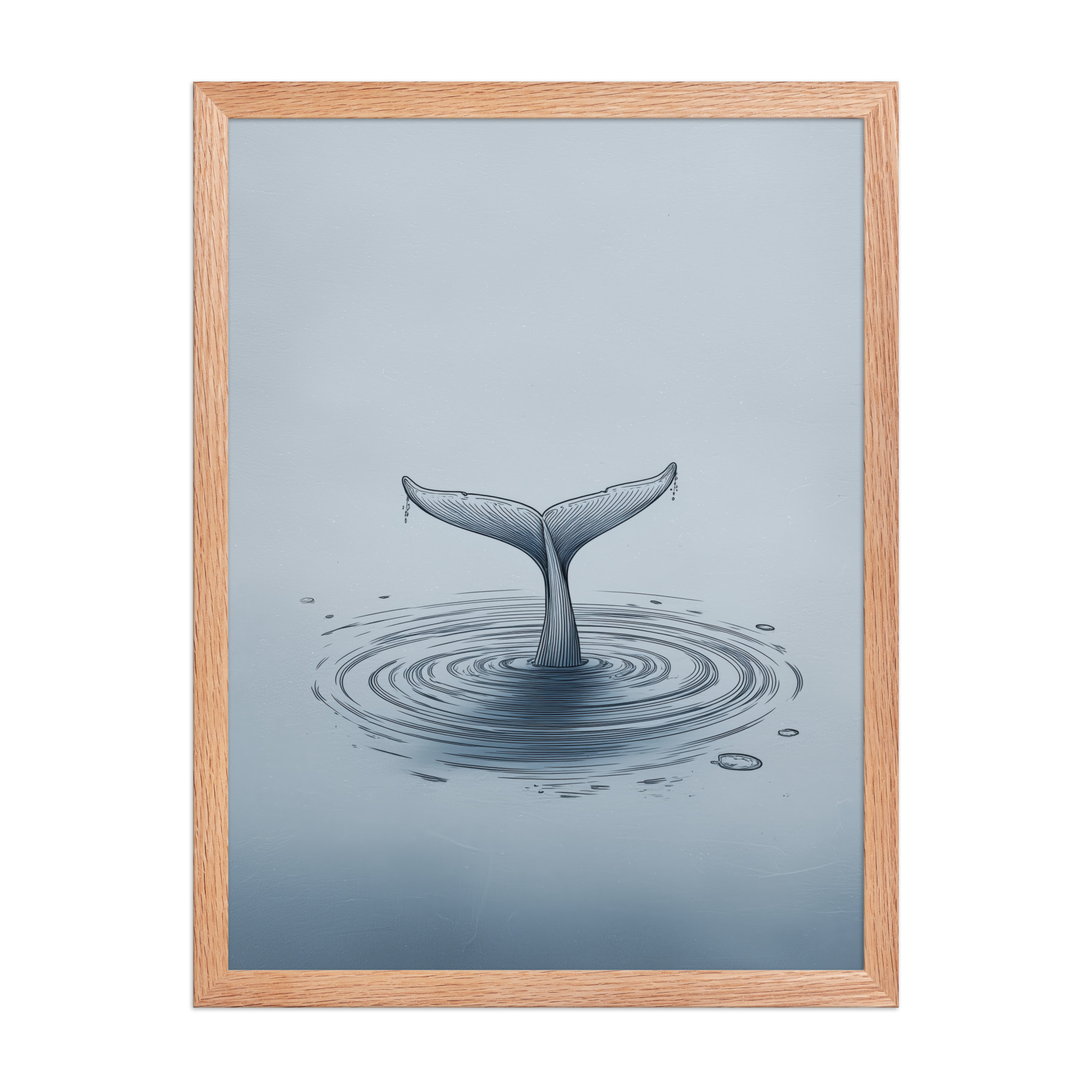 enhanced-matte-paper-framed-poster-in-red-oak-18x24-front-68f8b841e1cbf.jpg Ripple Beneath – Whale Tail Surfacing Minimal Ocean Wall Art in Cool Blues — Framed Poster - Image 14