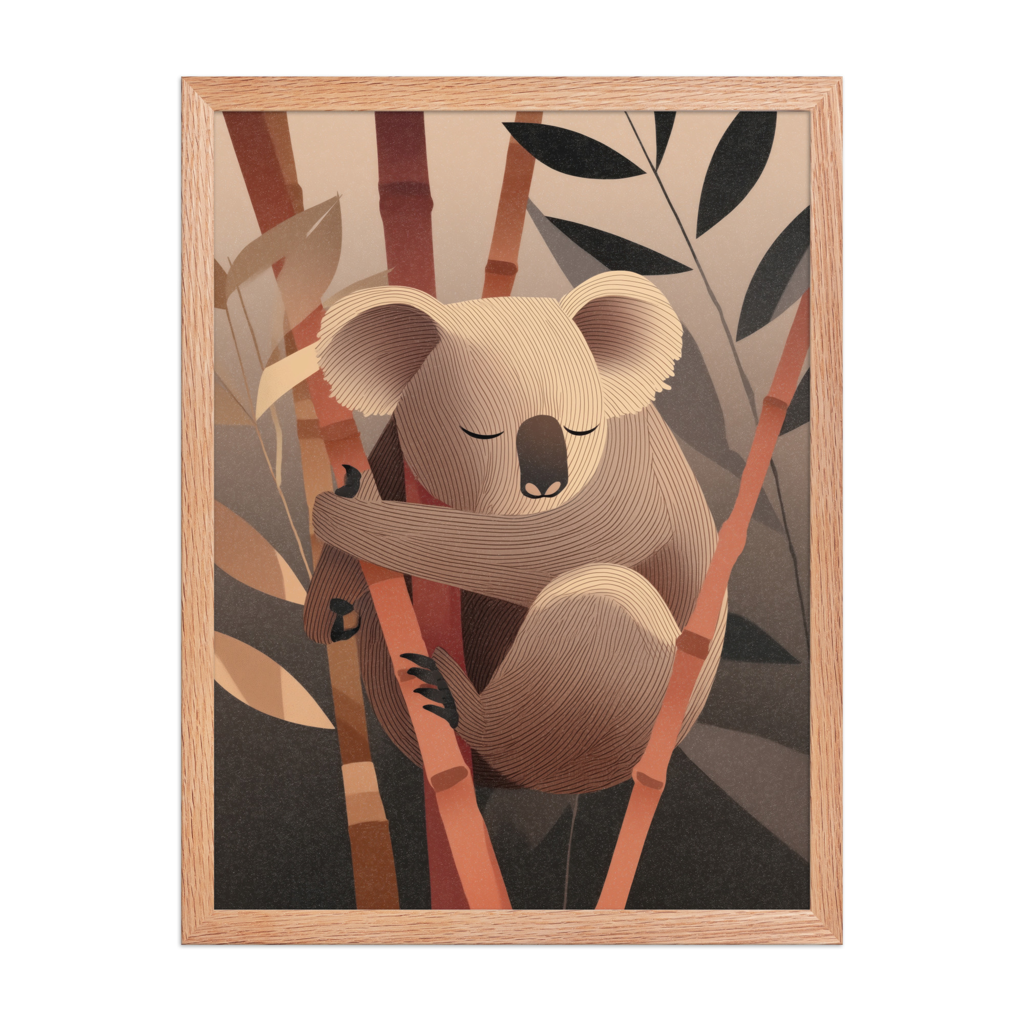 enhanced-matte-paper-framed-poster-in-red-oak-18x24-front-68f8be96461e7.jpg Koala Dreams in Bamboo — Minimal Sleeping Koala in Warm Tones Wall Decor — Framed Poster - Image 14