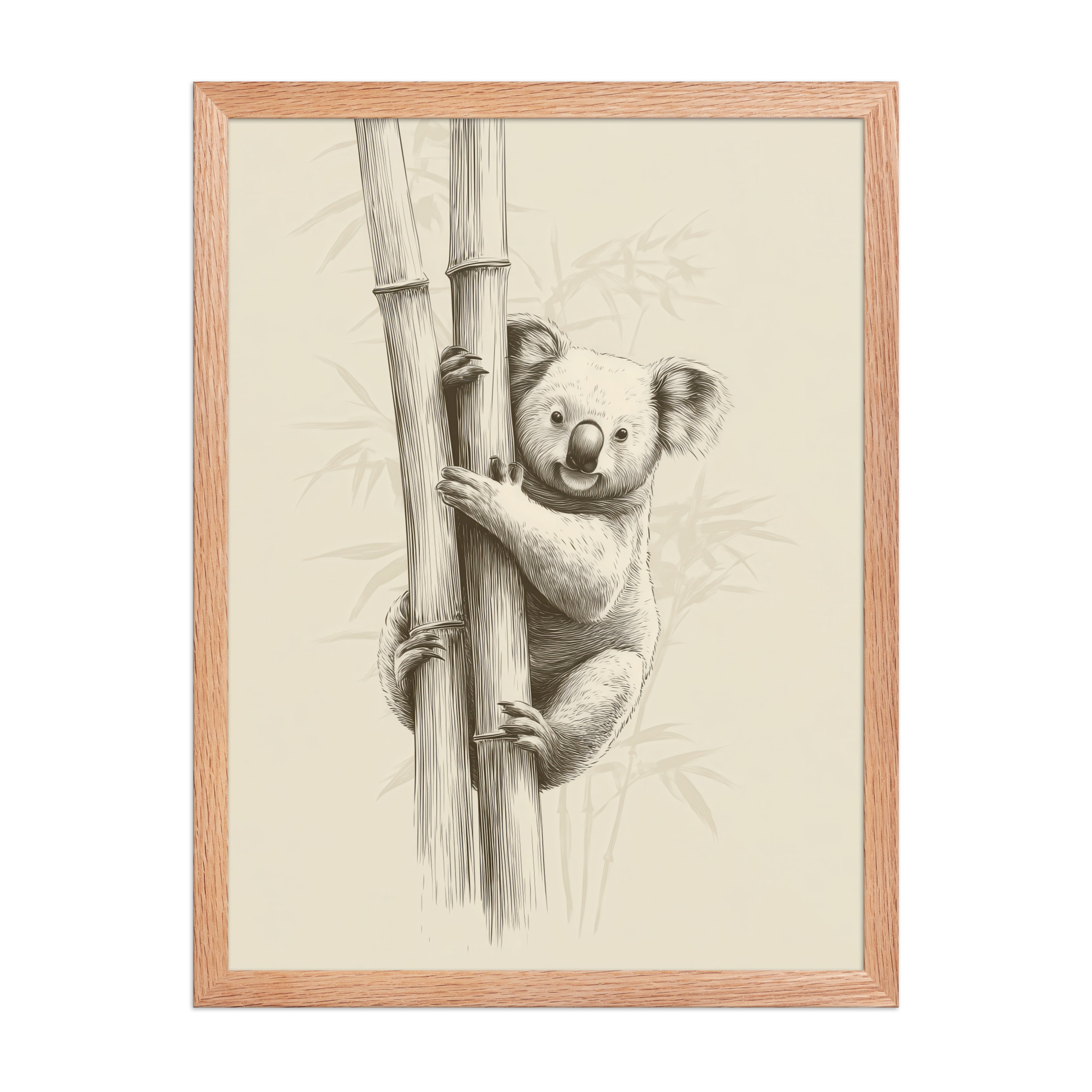 enhanced-matte-paper-framed-poster-in-red-oak-18x24-front-68f8bef312482.jpg Koala Bamboo I — Koala Illustration in Warm Neutrals Wall Decor — Framed Poster - Image 14