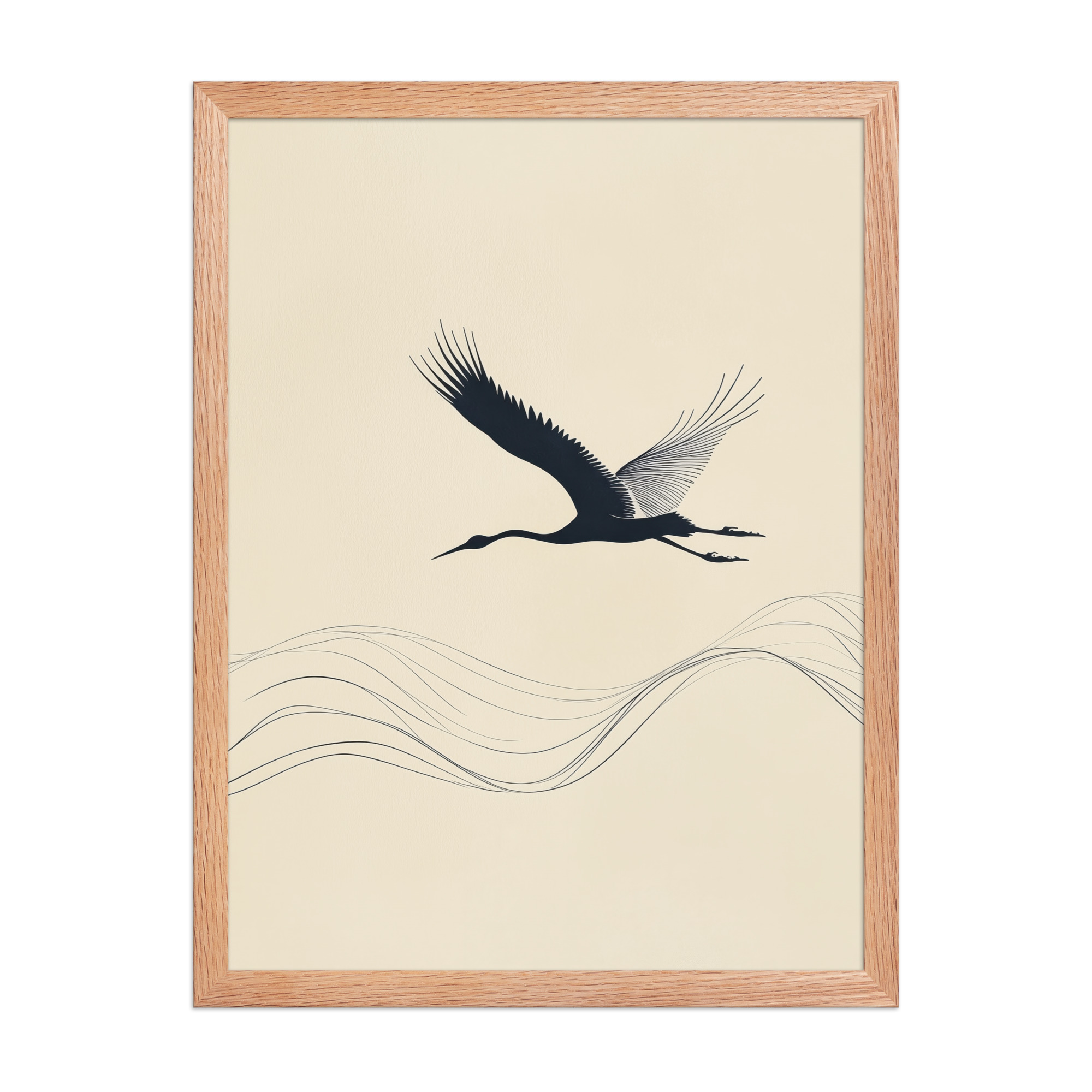enhanced-matte-paper-framed-poster-in-red-oak-18x24-front-68f8ffc0508e4.jpg Graceful Ascent — Minimal Crane Silhouette with Flowing Lines Wall Decor — Framed Poster - Image 14