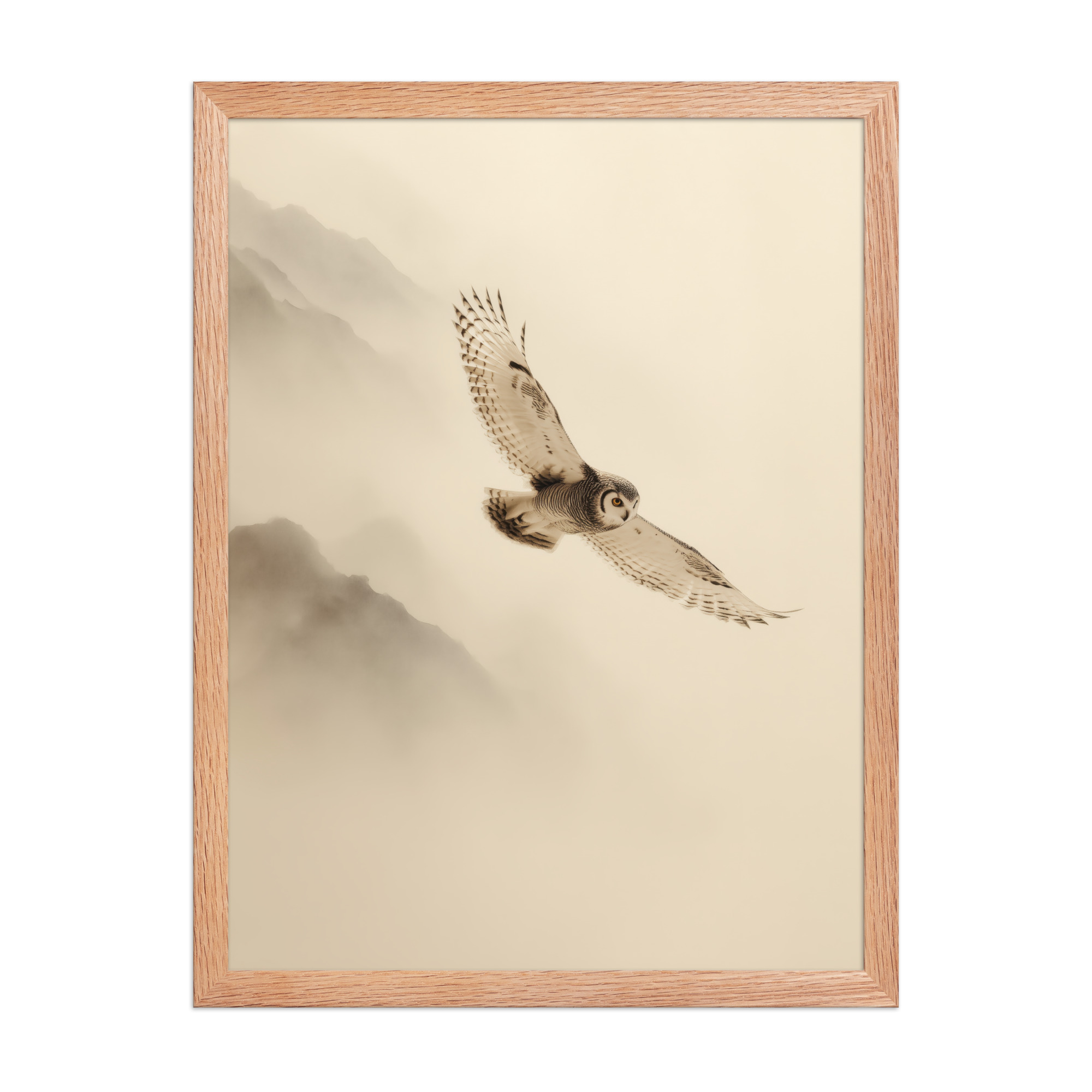 enhanced-matte-paper-framed-poster-in-red-oak-18x24-front-68f904c80de95.jpg Flight Through Mist — Owl in Motion Wildlife Wall Art — Framed Poster - Image 12