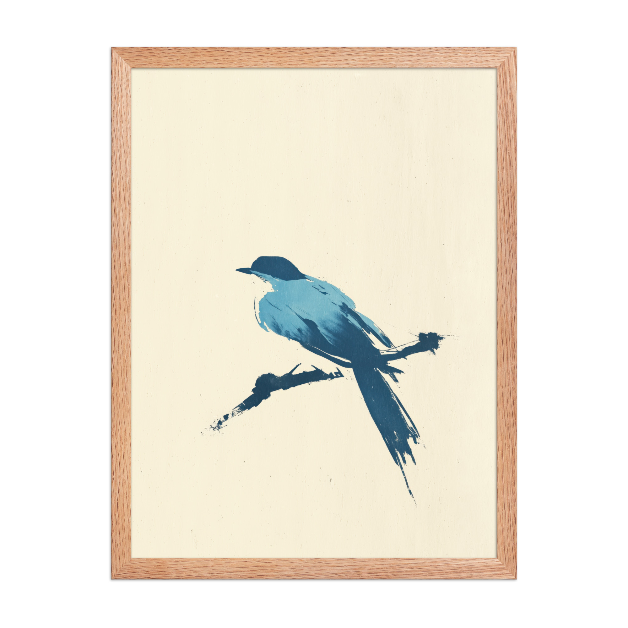 enhanced-matte-paper-framed-poster-in-red-oak-18x24-front-68f906d5920e5.jpg Bluebird Perch — Minimal Brush Bird on Branch Wall Decor — Framed Poster - Image 14