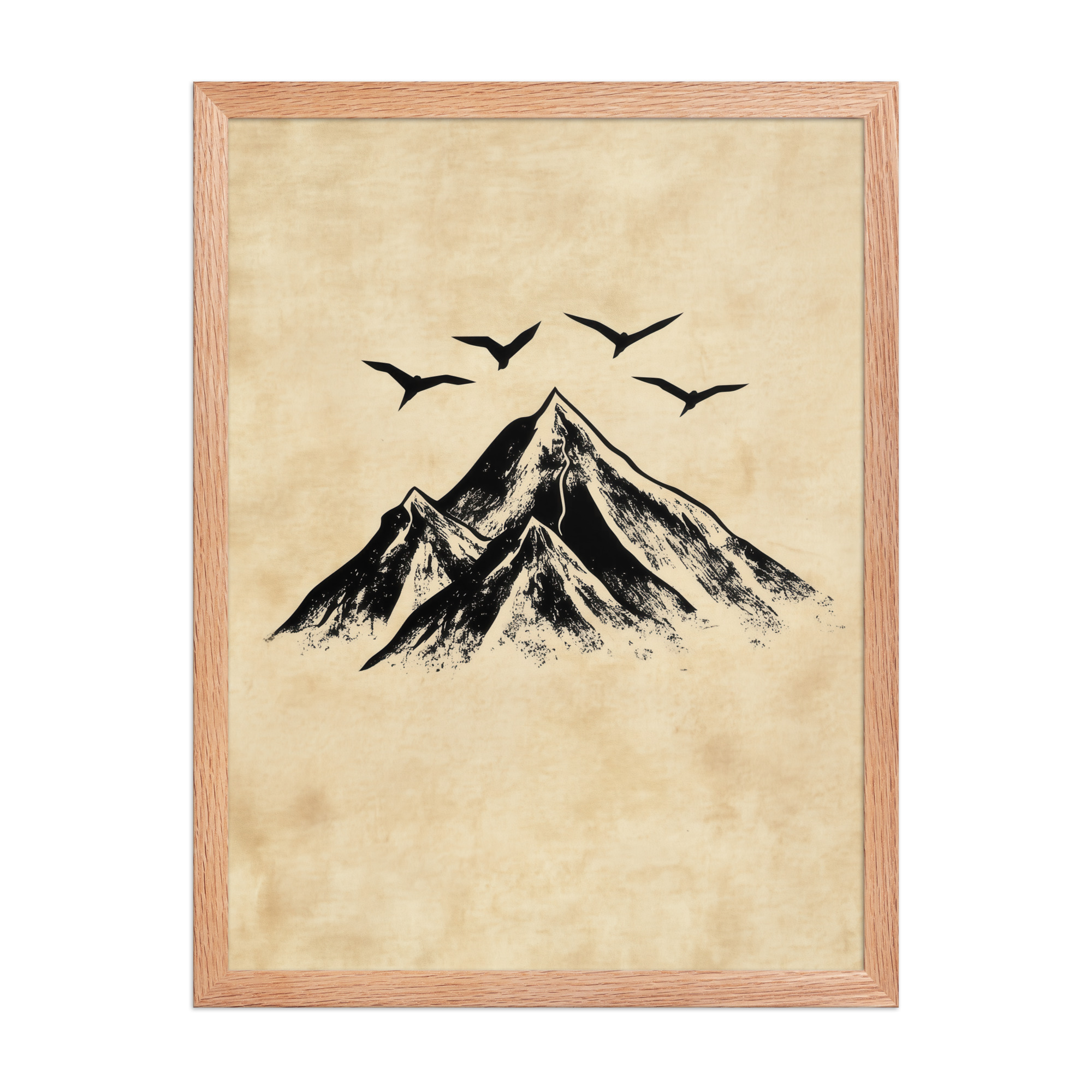 enhanced-matte-paper-framed-poster-in-red-oak-18x24-front-68f91cab2c951.jpg Four Peaks in Ink — Mountain Landscape Wall Art — Framed Poster - Image 11