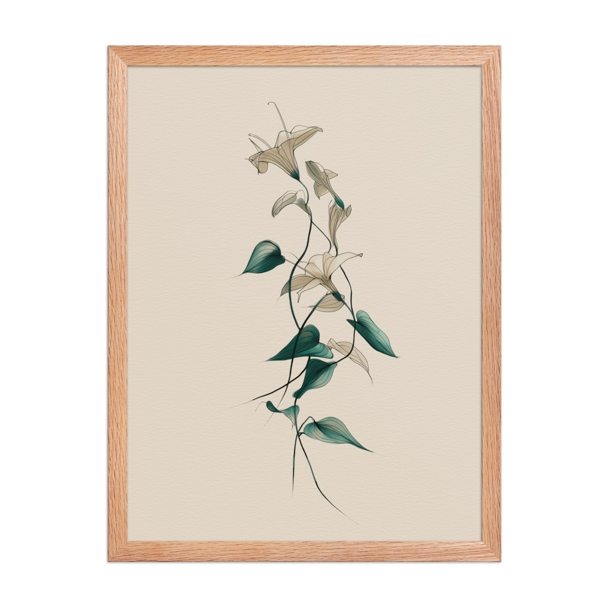 enhanced-matte-paper-framed-poster-in-red-oak-18x24-front-68f91e0a48354.jpg Lily Flow — Japandi Floral Line-Art Decor Lilies — Framed Poster - Image 14