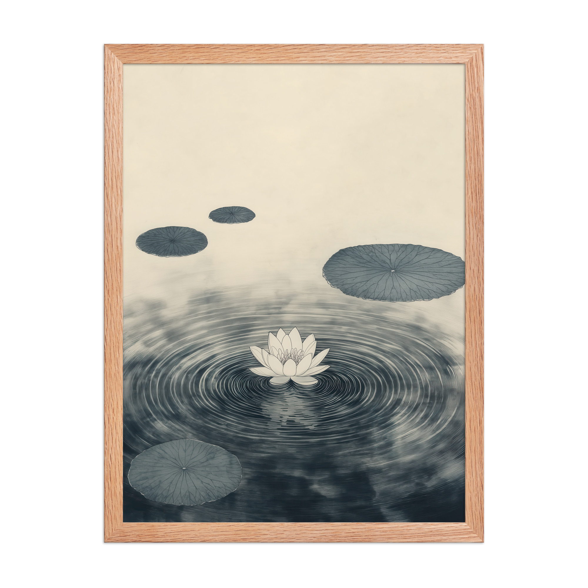 enhanced-matte-paper-framed-poster-in-red-oak-18x24-front-68f9c52b79fb6.jpg Lotus Serenity — Calming Pond Ripples Wall Art — Framed Poster - Image 6