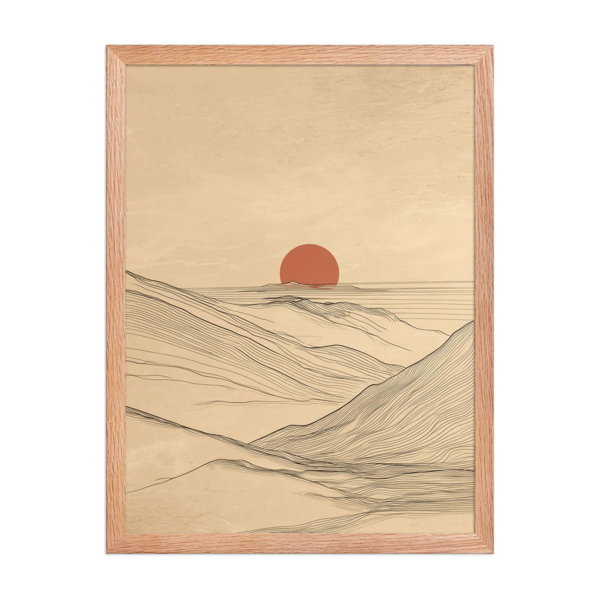 enhanced-matte-paper-framed-poster-in-red-oak-18x24-front-68f9c56b9fefc.jpg Desert Horizon — Japandi Desert Line Landscape Wall Art — Framed Poster - Image 10