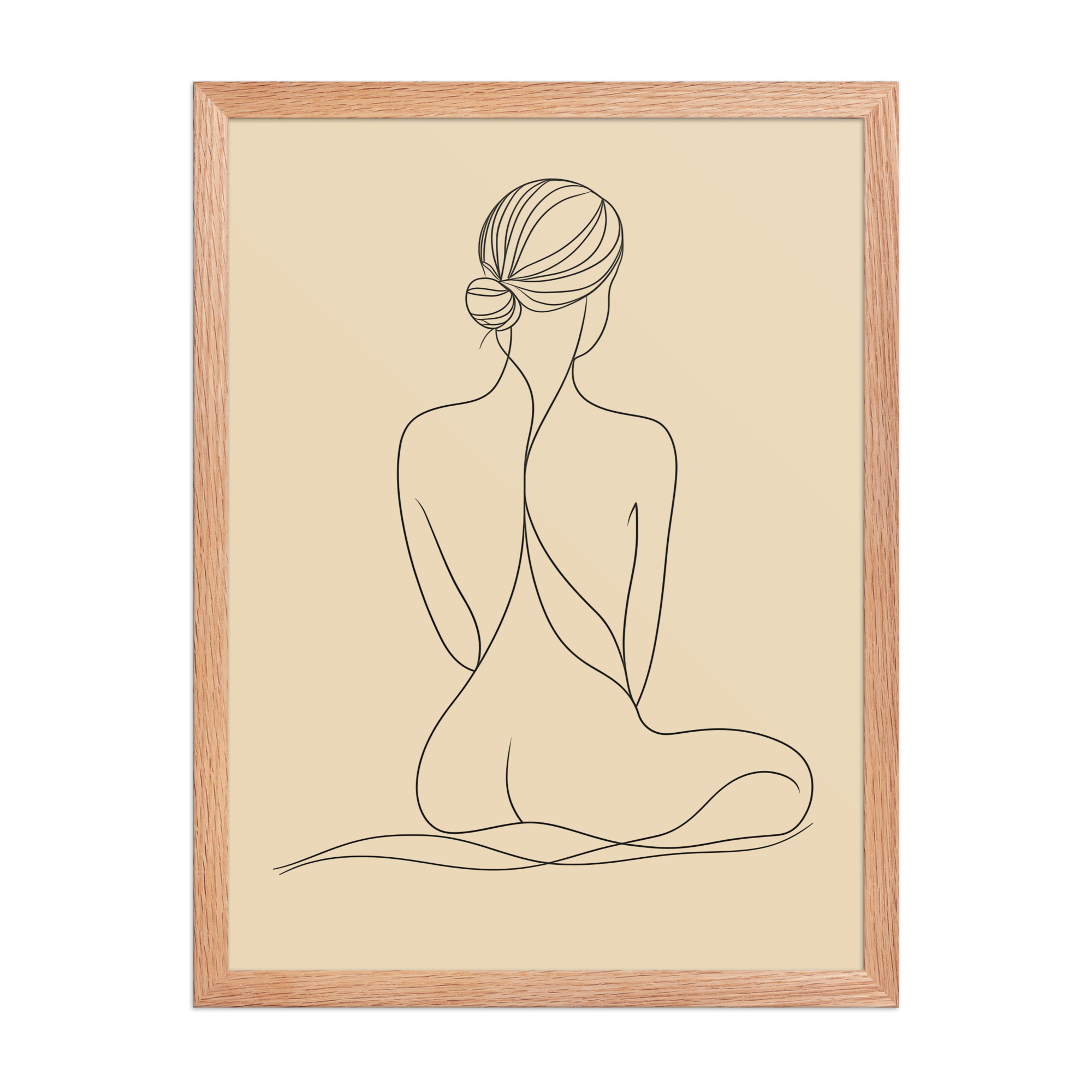 enhanced-matte-paper-framed-poster-in-red-oak-18x24-front-68f9c8d4da934.jpg Seated Elegance On Knees — Minimalist Figure Line Wall Art — Framed Poster - Image 8