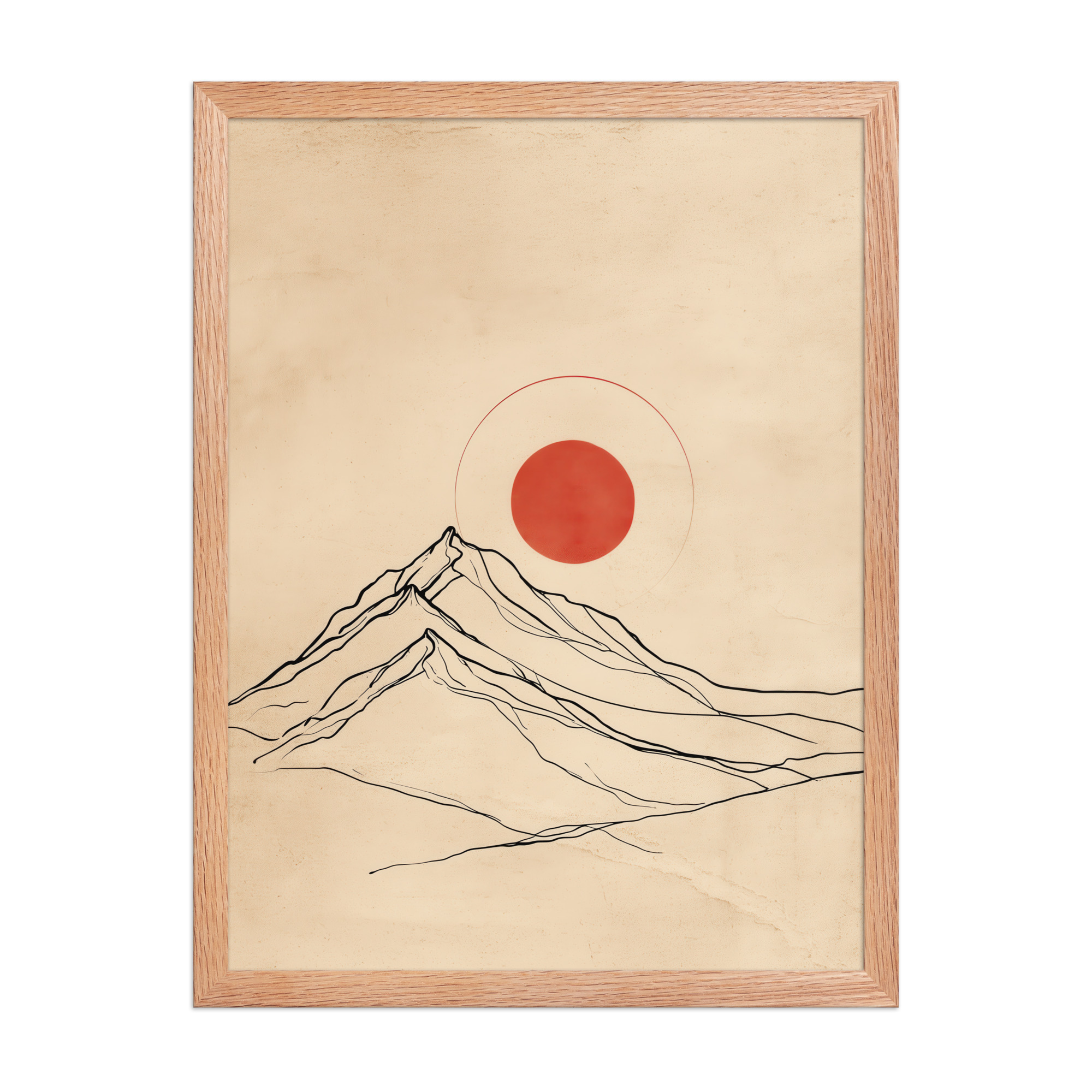 enhanced-matte-paper-framed-poster-in-red-oak-18x24-front-68f9c98ca659c.jpg Eternal Sun — Minimal Mountain and Red Sun Wall Art — Framed Poster - Image 10