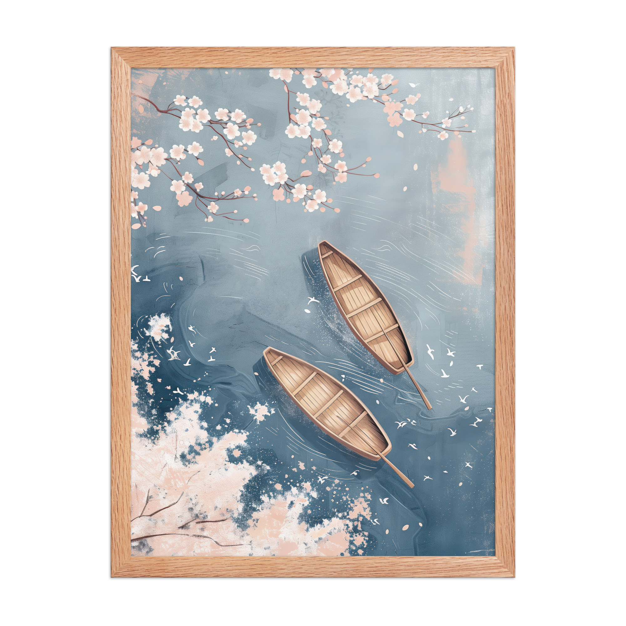 enhanced-matte-paper-framed-poster-in-red-oak-18x24-front-68f9cb8acc96e.jpg Cherry Blossom Drifting — Sakura River Landscape Wall Art — Framed Poster - Image 10