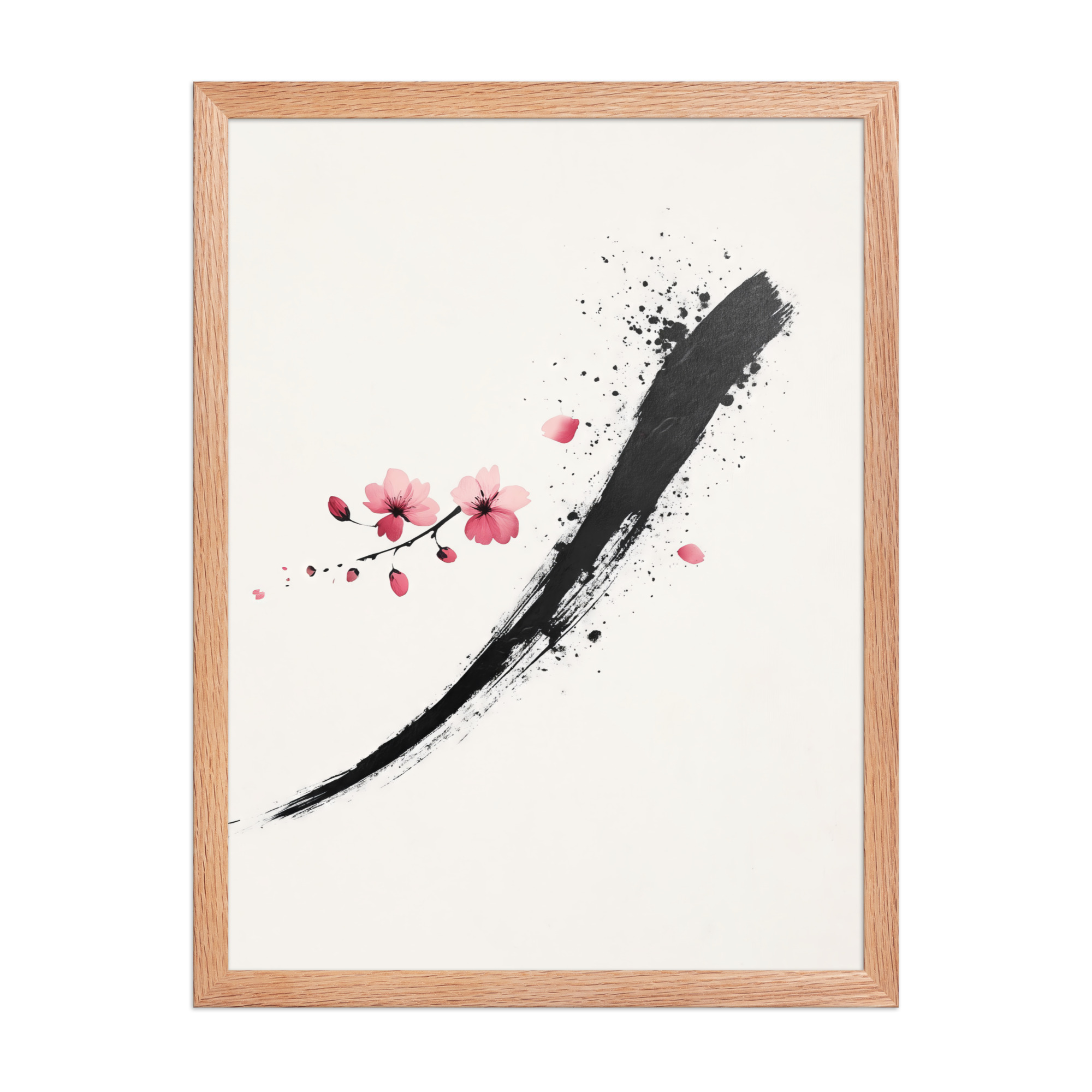 enhanced-matte-paper-framed-poster-in-red-oak-18x24-front-68f9d16194133.jpg Zen Blossom Stroke — Minimal Cherry Blossom Sumi-e Brush Wall Art — Framed Poster - Image 9