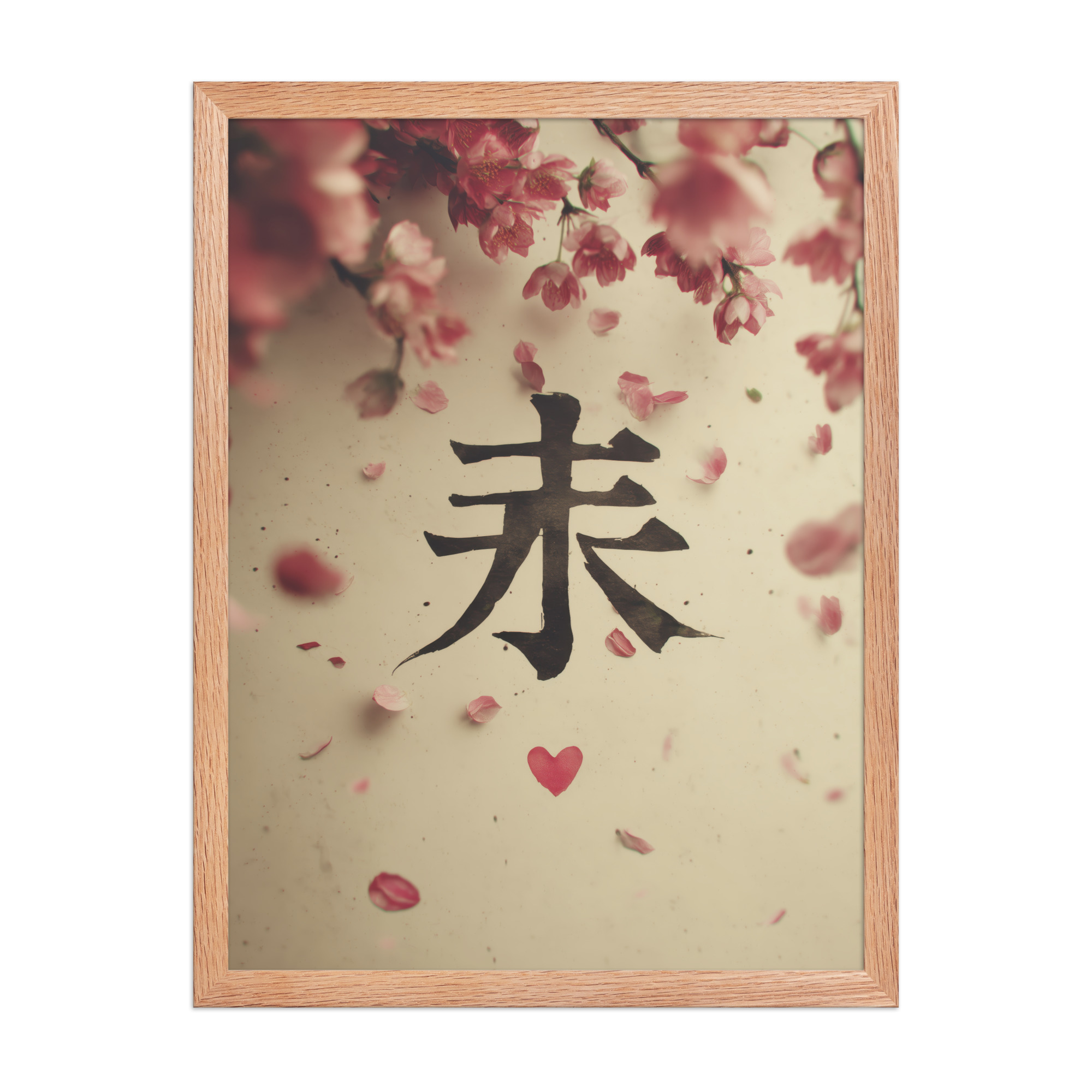 enhanced-matte-paper-framed-poster-in-red-oak-18x24-front-68f9d29a653e9.jpg Sakura Love — Cherry Blossom, Japanese Calligraphy Wall Decor — Framed Poster - Image 14