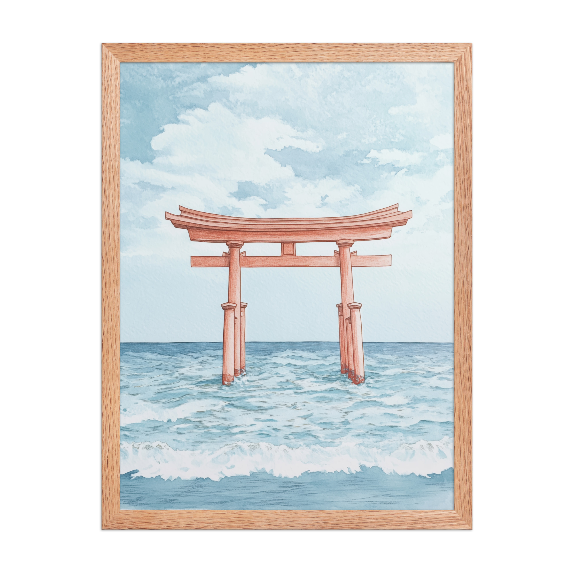 enhanced-matte-paper-framed-poster-in-red-oak-18x24-front-68f9d2fccee37.jpg Torii Gate Waves — Coastal Shinto Shrine Wall Decor — Framed Poster - Image 14