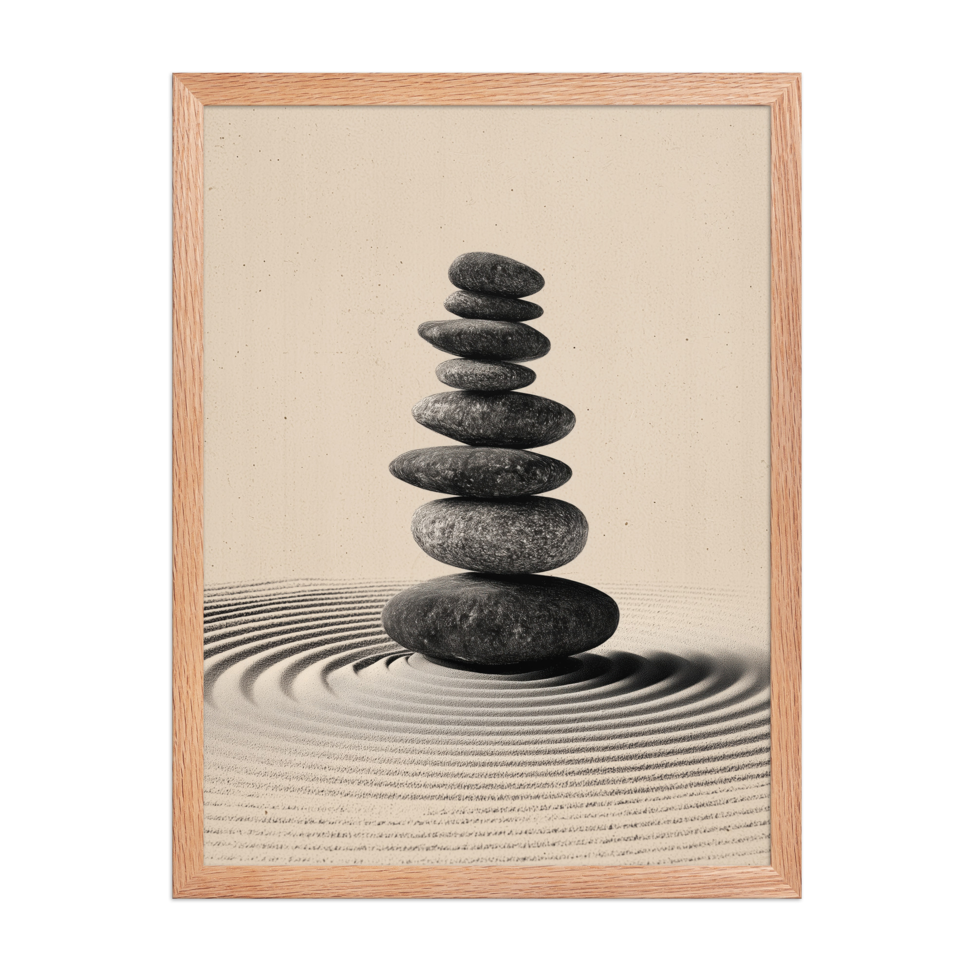 enhanced-matte-paper-framed-poster-in-red-oak-18x24-front-68f9e460c03e8.jpg Balanced Stillness – Stacked Stones I Neutral Zen Stones Wall Art – Framed Poster - Image 14