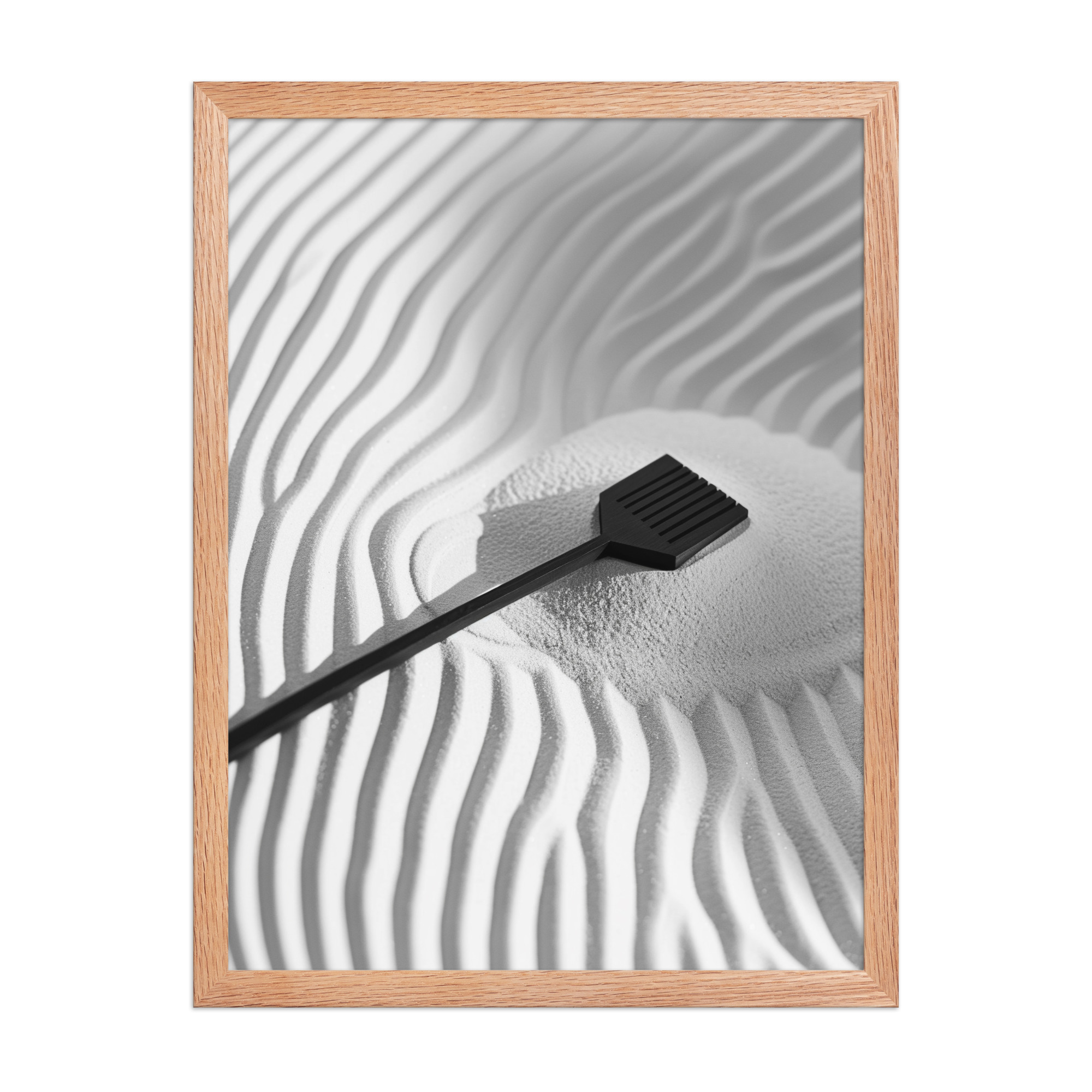 enhanced-matte-paper-framed-poster-in-red-oak-18x24-front-68f9e8d81fceb.jpg Zen Sand Rake – Minimal Monochrome Ripples Wall Art – Framed Poster - Image 14
