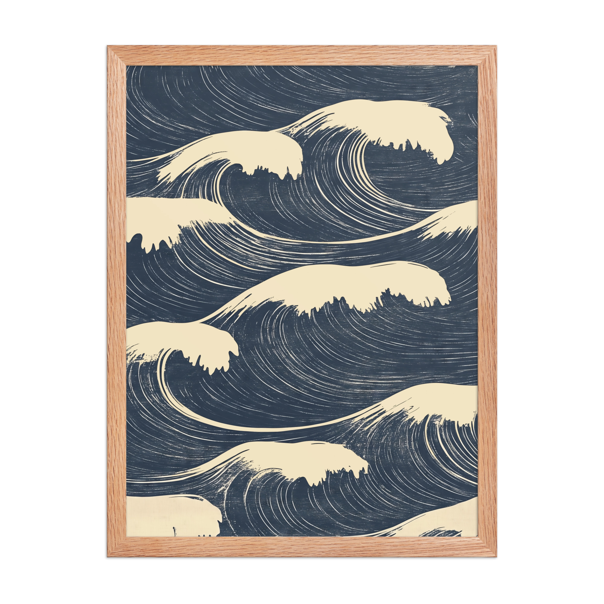 enhanced-matte-paper-framed-poster-in-red-oak-18x24-front-68f9f16a7097e.jpg Edo Waves – Bold Indigo Ukiyo-e Ocean Pattern Wall Art – Framed Poster - Image 12