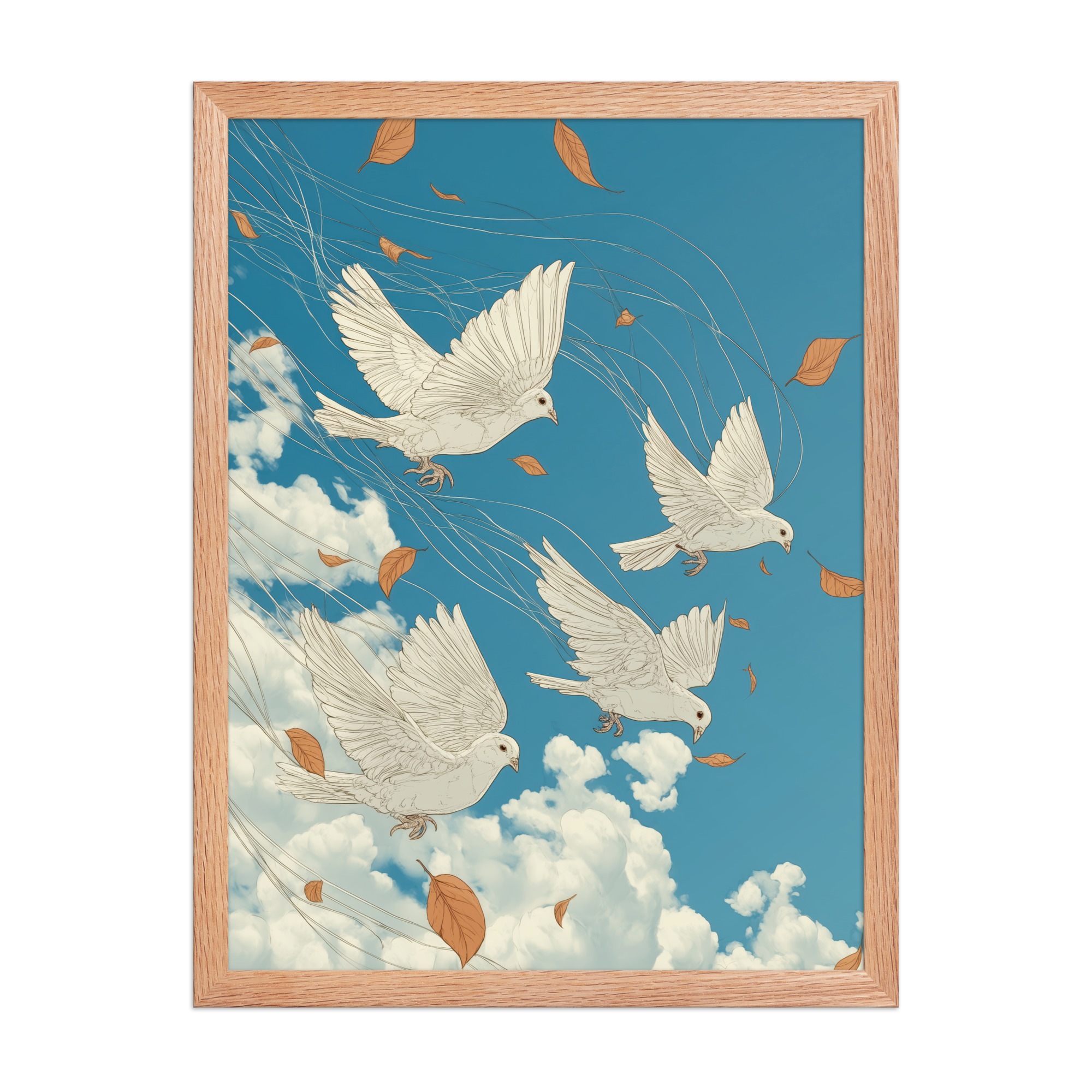 enhanced-matte-paper-framed-poster-in-red-oak-18x24-front-68f9f7504eb1b.jpg White Doves in Wind (Hokusai) – Autumn Leaves in Flight Ukiyo-e Wall Decor – Framed Poster - Image 10