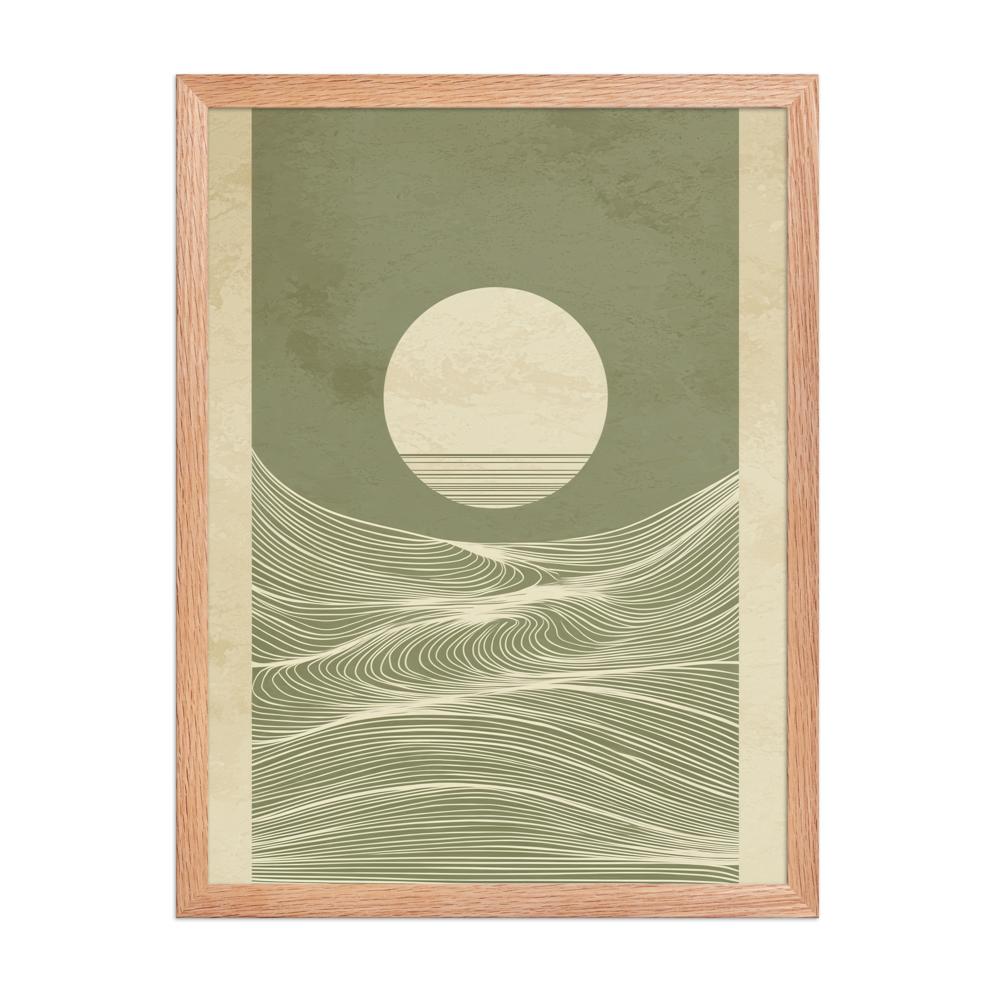 enhanced-matte-paper-framed-poster-in-red-oak-18x24-front-68f9f96705b11.jpg Calm Currents and Rising Light — Minimalist Sun With Landscape Lines Wall Art — Framed Poster - Image 11