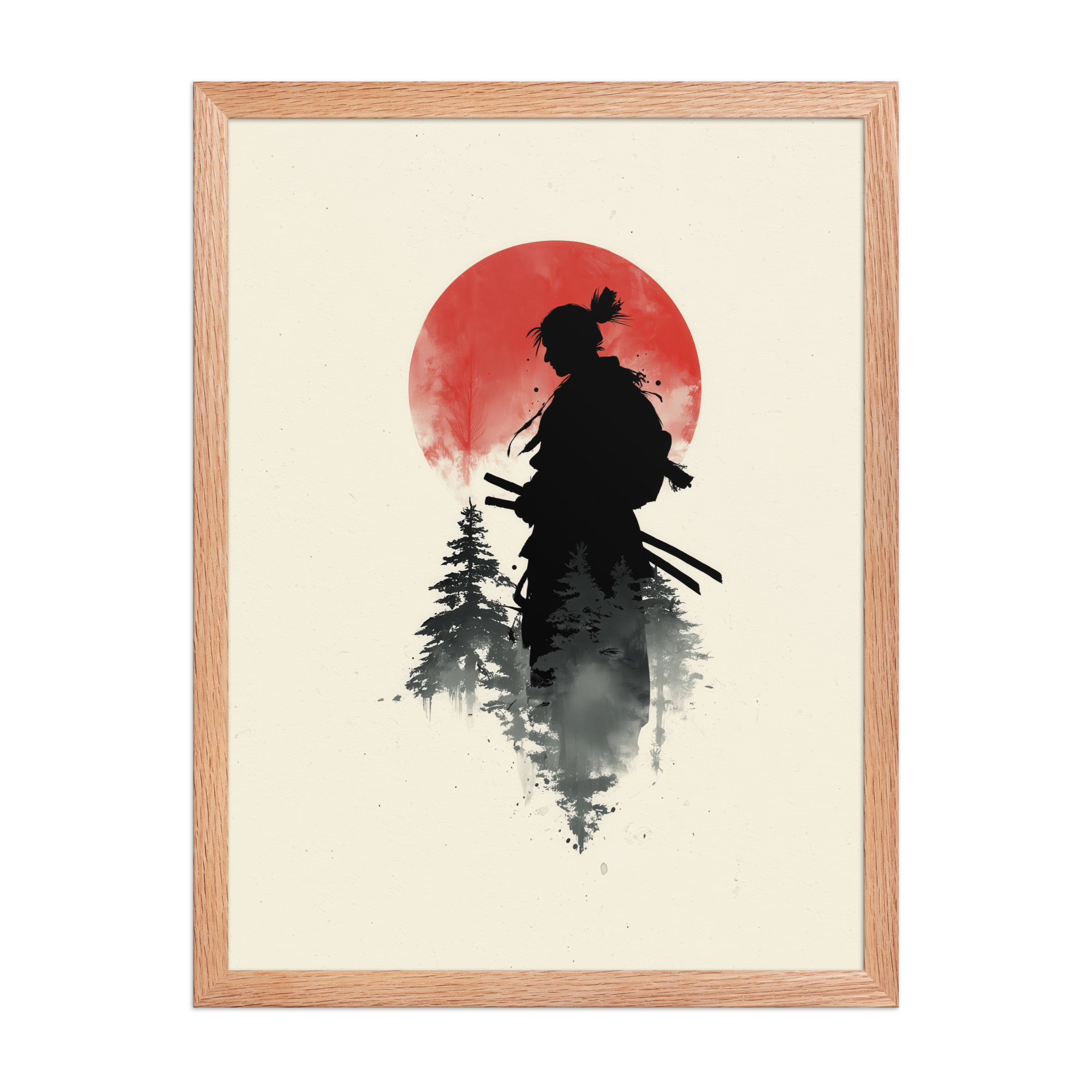 enhanced-matte-paper-framed-poster-in-red-oak-18x24-front-68fa15d35955b.jpg Silent Watch Samurai II – Minimalist Japandi Samurai Minimal Japanese Decor – Framed Poster - Image 14