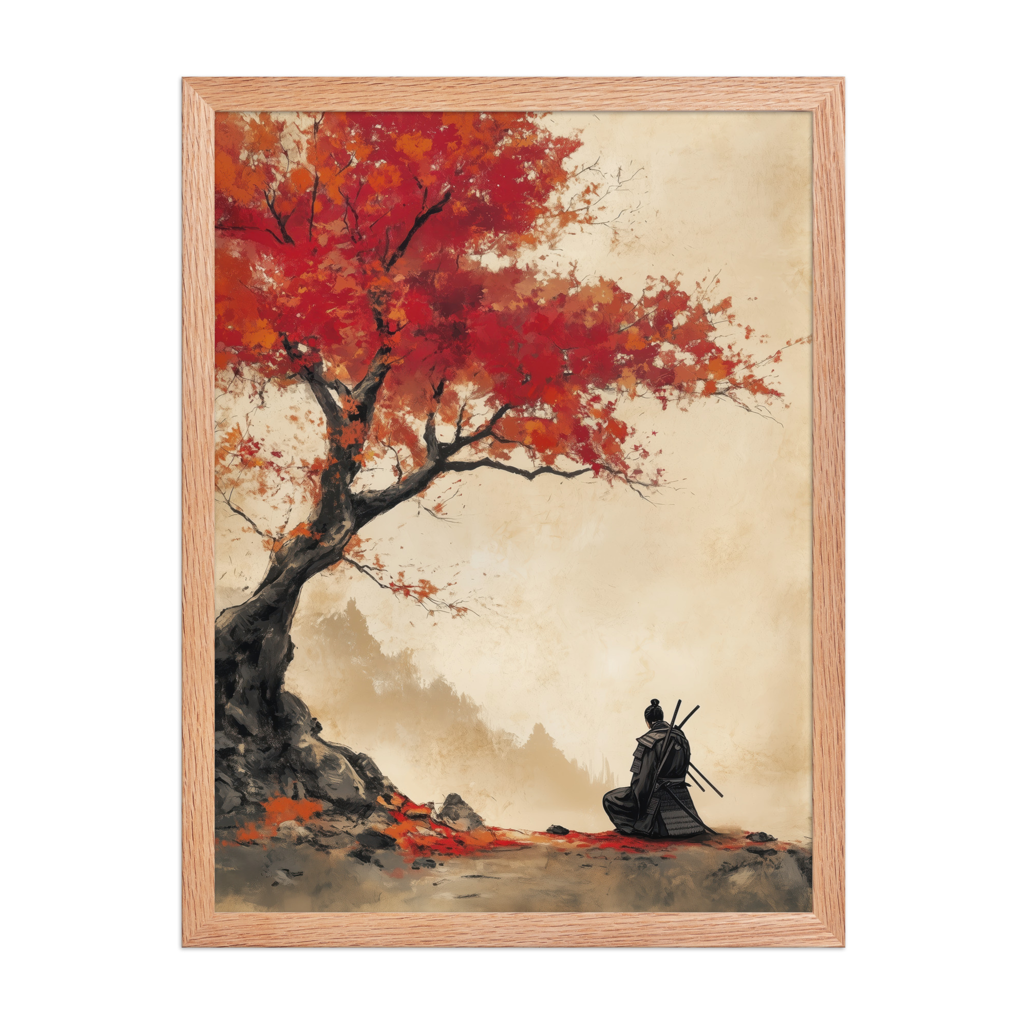 enhanced-matte-paper-framed-poster-in-red-oak-18x24-front-68fa16a6dc109.jpg Autumn Warrior – Samurai Beneath Crimson Maple Leaves Wall Decor – Framed Poster - Image 10