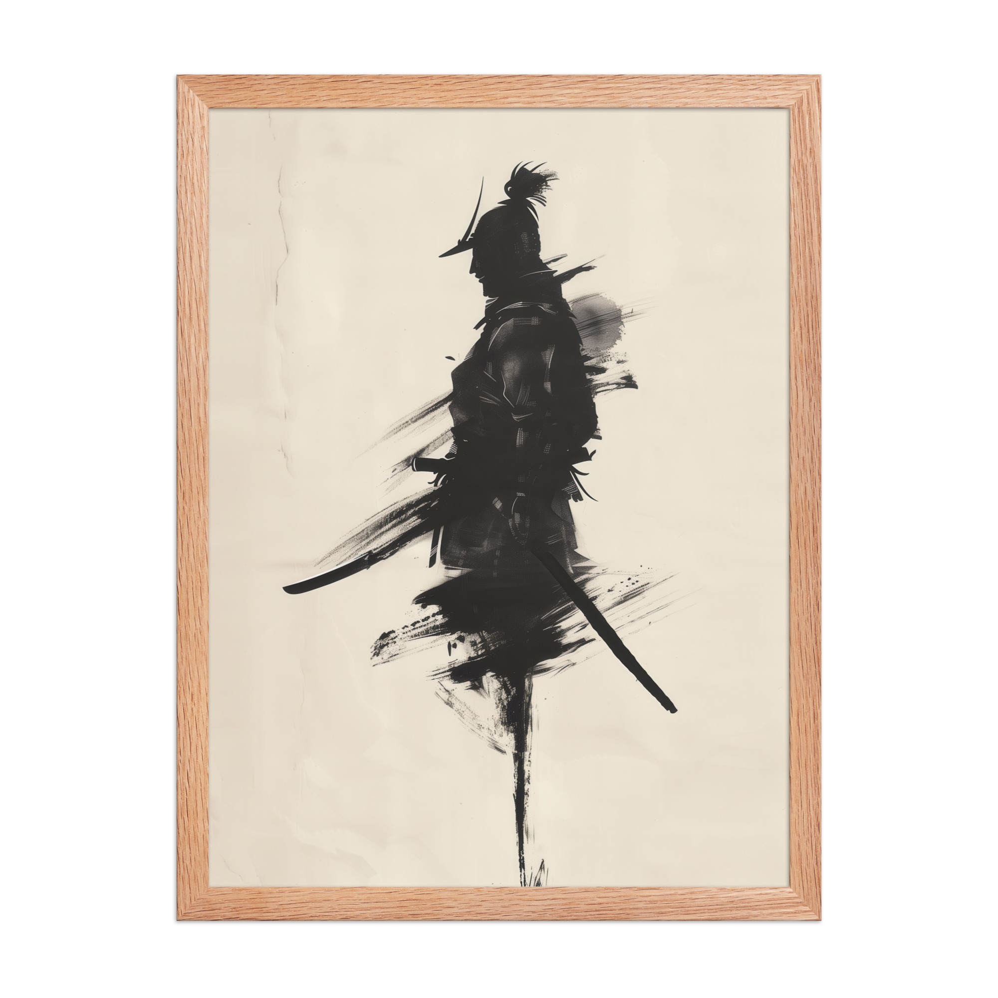 enhanced-matte-paper-framed-poster-in-red-oak-18x24-front-68fa170352bee.jpg Shadowed Warrior – Sumi-e Silhouette of a Lone Samurai Wall Decor – Framed Poster - Image 14