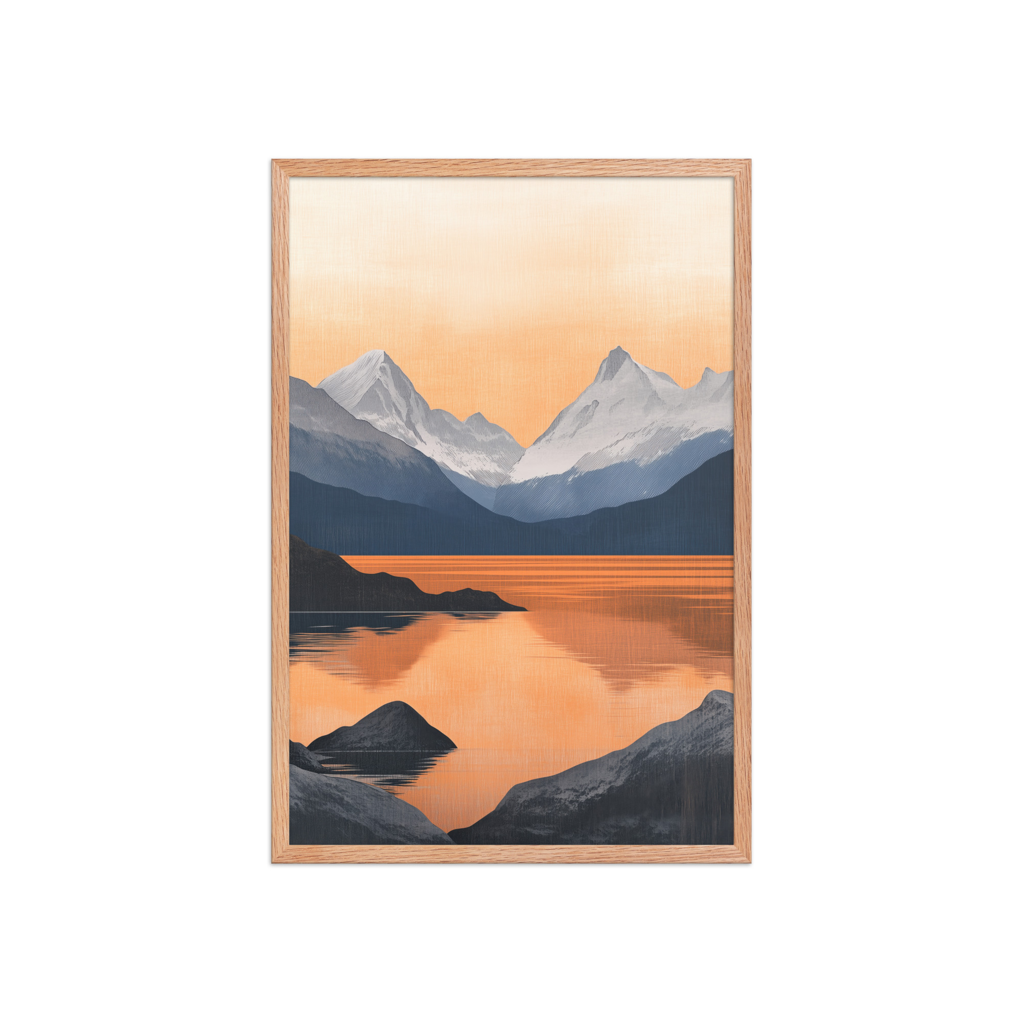enhanced-matte-paper-framed-poster-in-red-oak-20x30-front-68f87bd82662b.jpg Nordic Sunset Reflections — Serene Mountain Lake Panorama Landscape Wall Art — Framed Poster - Image 13