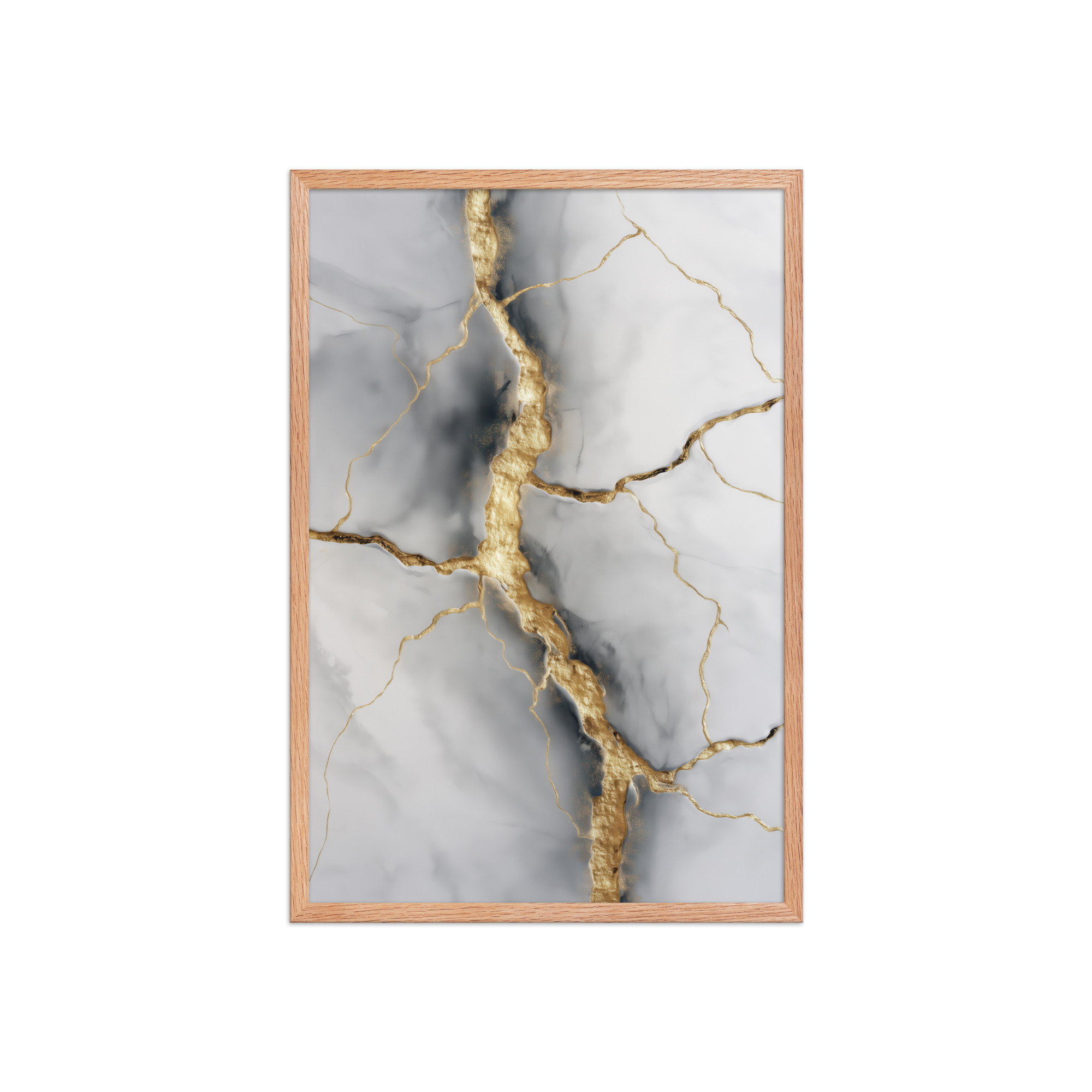 enhanced-matte-paper-framed-poster-in-red-oak-20x30-front-68f88a4fd417d.jpg Kintsugi Cracks I — Marble Abstract with Gold Veining Wall Art — Framed Poster - Image 7