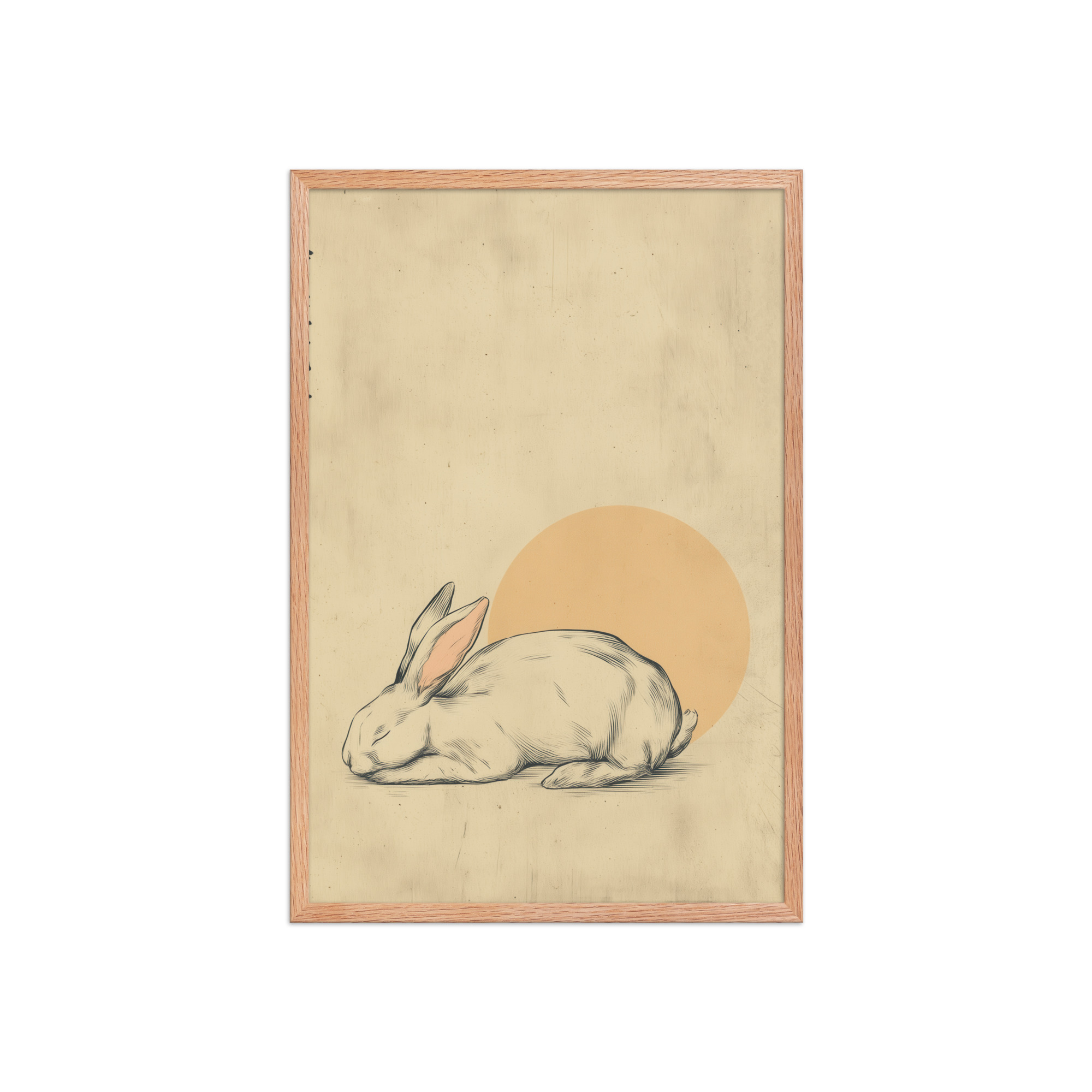 enhanced-matte-paper-framed-poster-in-red-oak-20x30-front-68f8a80eda7a3.jpg Zen Rabbit — Minimalist Rabbit with Rising Sun Wall Decor — Framed Poster - Image 12