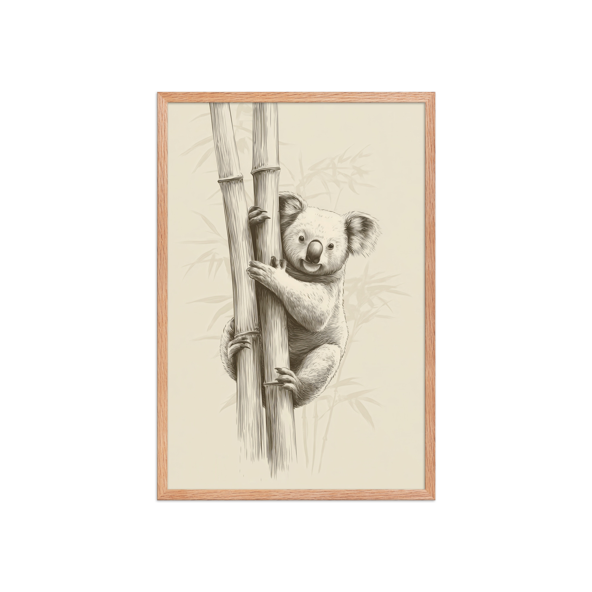 enhanced-matte-paper-framed-poster-in-red-oak-20x30-front-68f8bef312509.jpg Koala Bamboo I — Koala Illustration in Warm Neutrals Wall Decor — Framed Poster - Image 15