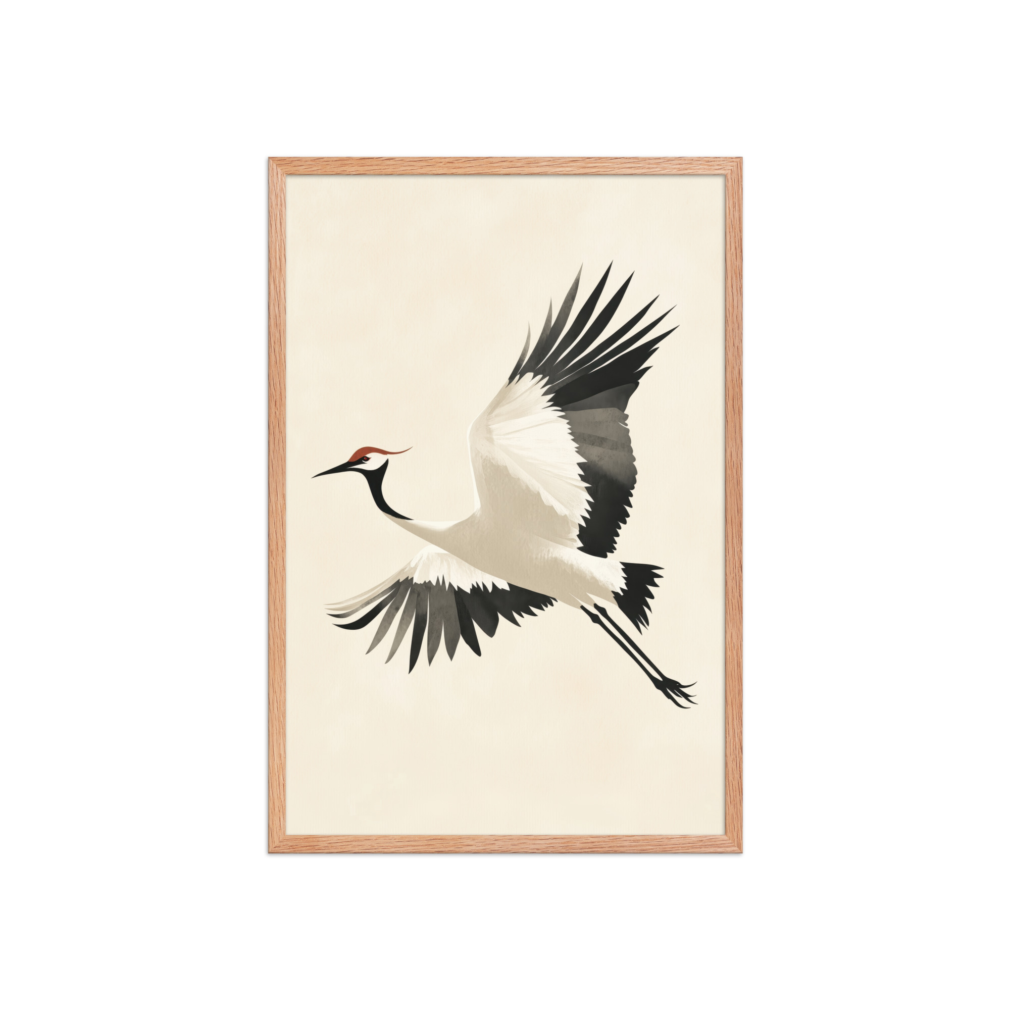 enhanced-matte-paper-framed-poster-in-red-oak-20x30-front-68f90047ca096.jpg Graceful Crane in Flight — Red-Crowned Flying Crane Wall Art — Framed Poster - Image 15