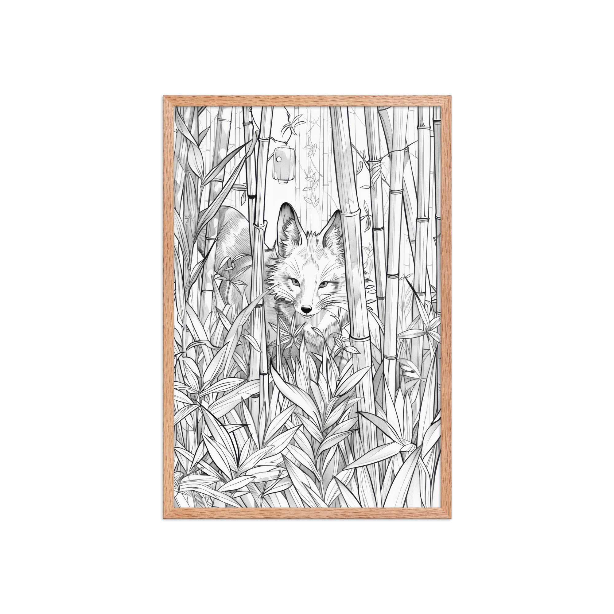 enhanced-matte-paper-framed-poster-in-red-oak-20x30-front-68f903bc15da9.jpg Fox Spirit in Bamboo Forest — Fox Among Bamboo Wall Decor — Framed Poster - Image 15