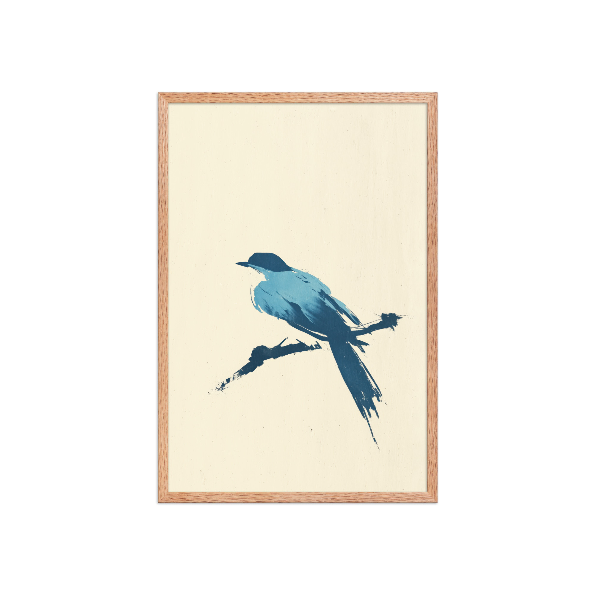 enhanced-matte-paper-framed-poster-in-red-oak-20x30-front-68f906d592177.jpg Bluebird Perch — Minimal Brush Bird on Branch Wall Decor — Framed Poster - Image 15