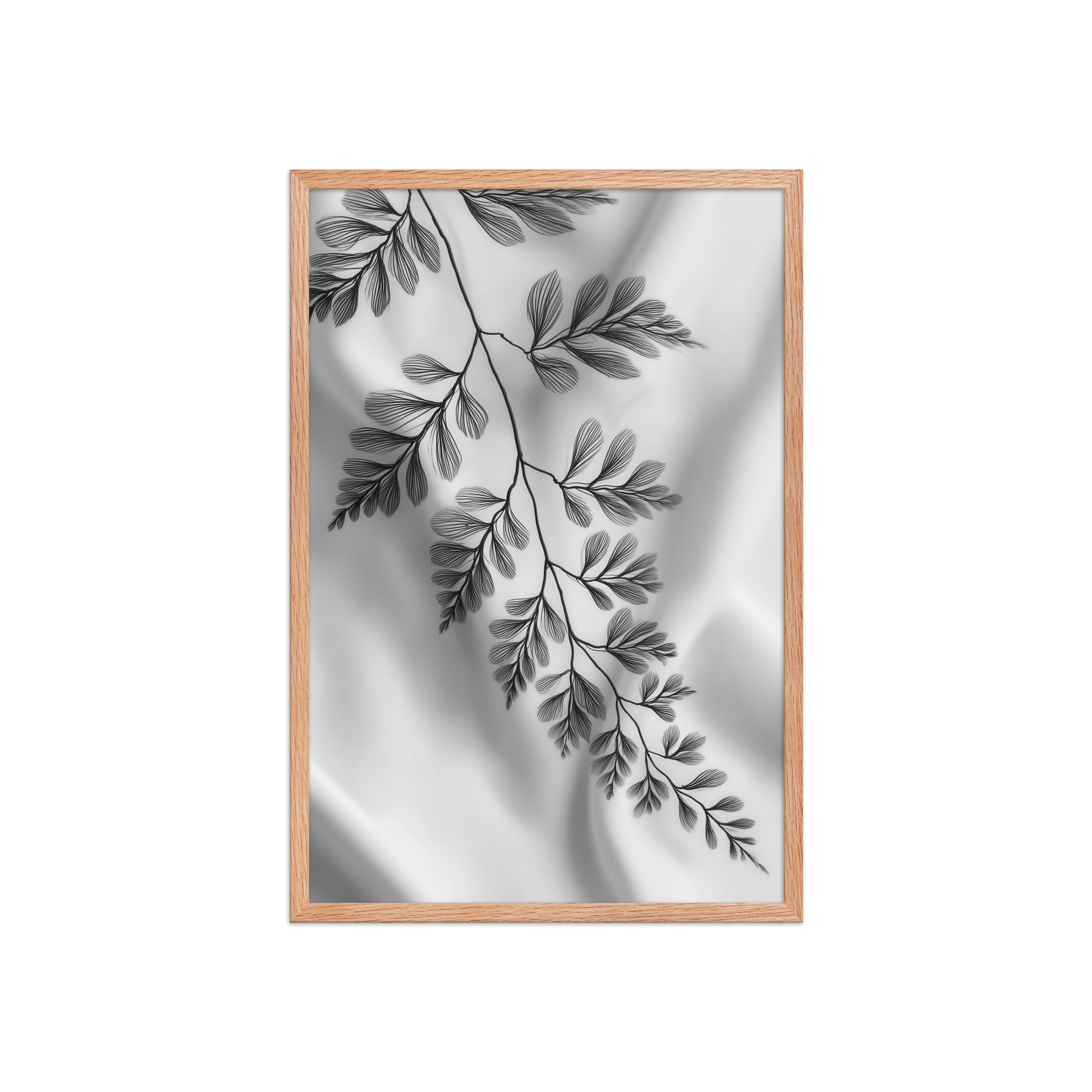 enhanced-matte-paper-framed-poster-in-red-oak-20x30-front-68f909383e55e.jpg Fern of Still Shadows — Botanical Ink Wall Decor — Framed Poster - Image 9