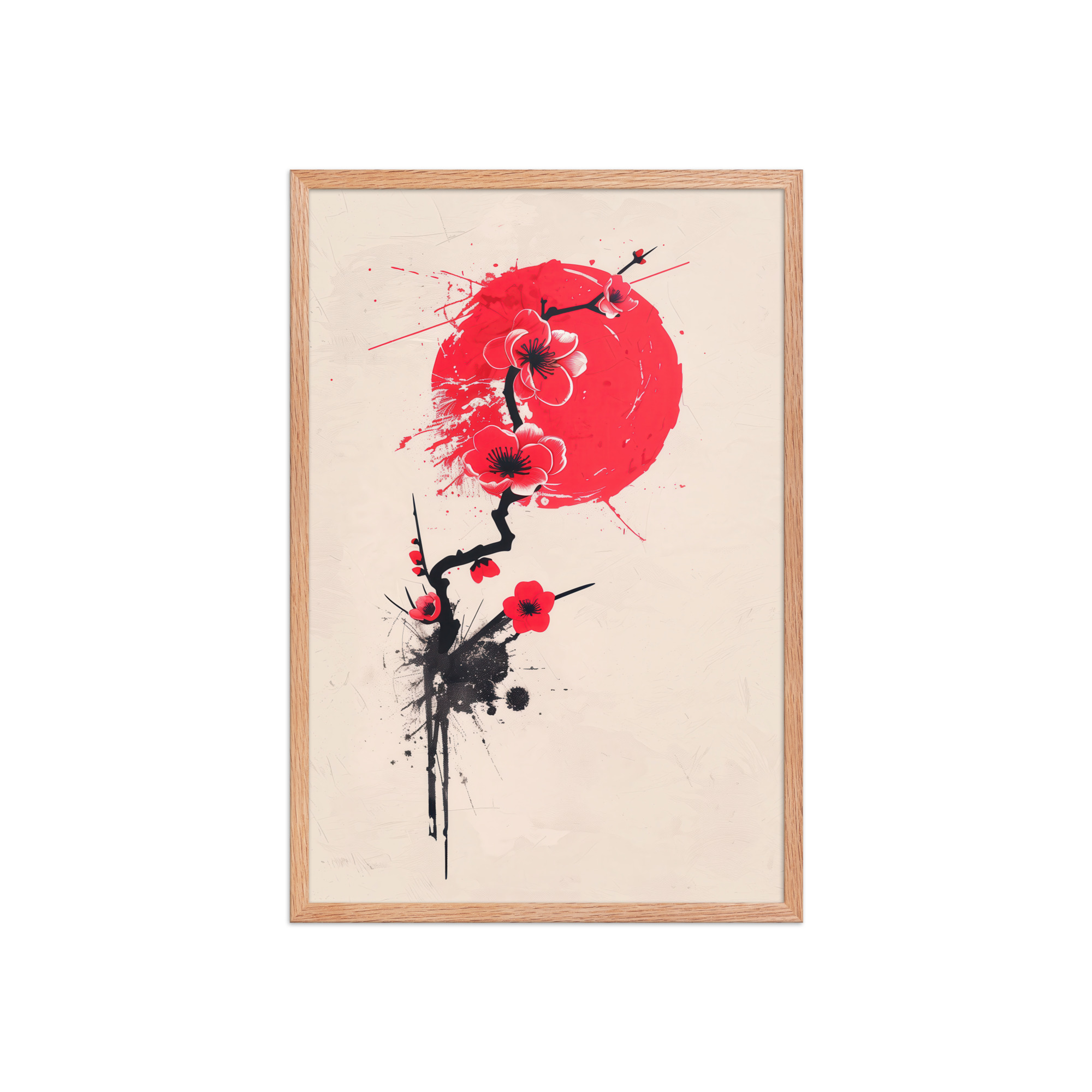 enhanced-matte-paper-framed-poster-in-red-oak-20x30-front-68f91b7047e86.jpg Crimson Blossoms — Calligraphy Cherry Branch Japandi Wall Art — Framed Poster - Image 15