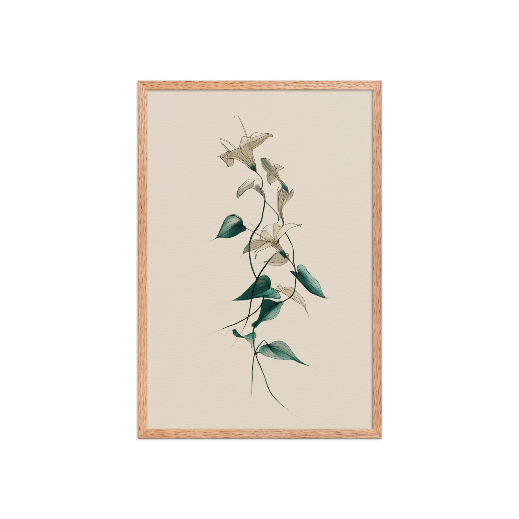 enhanced-matte-paper-framed-poster-in-red-oak-20x30-front-68f91e0a483e4.jpg Lily Flow — Japandi Floral Line-Art Decor Lilies — Framed Poster - Image 15