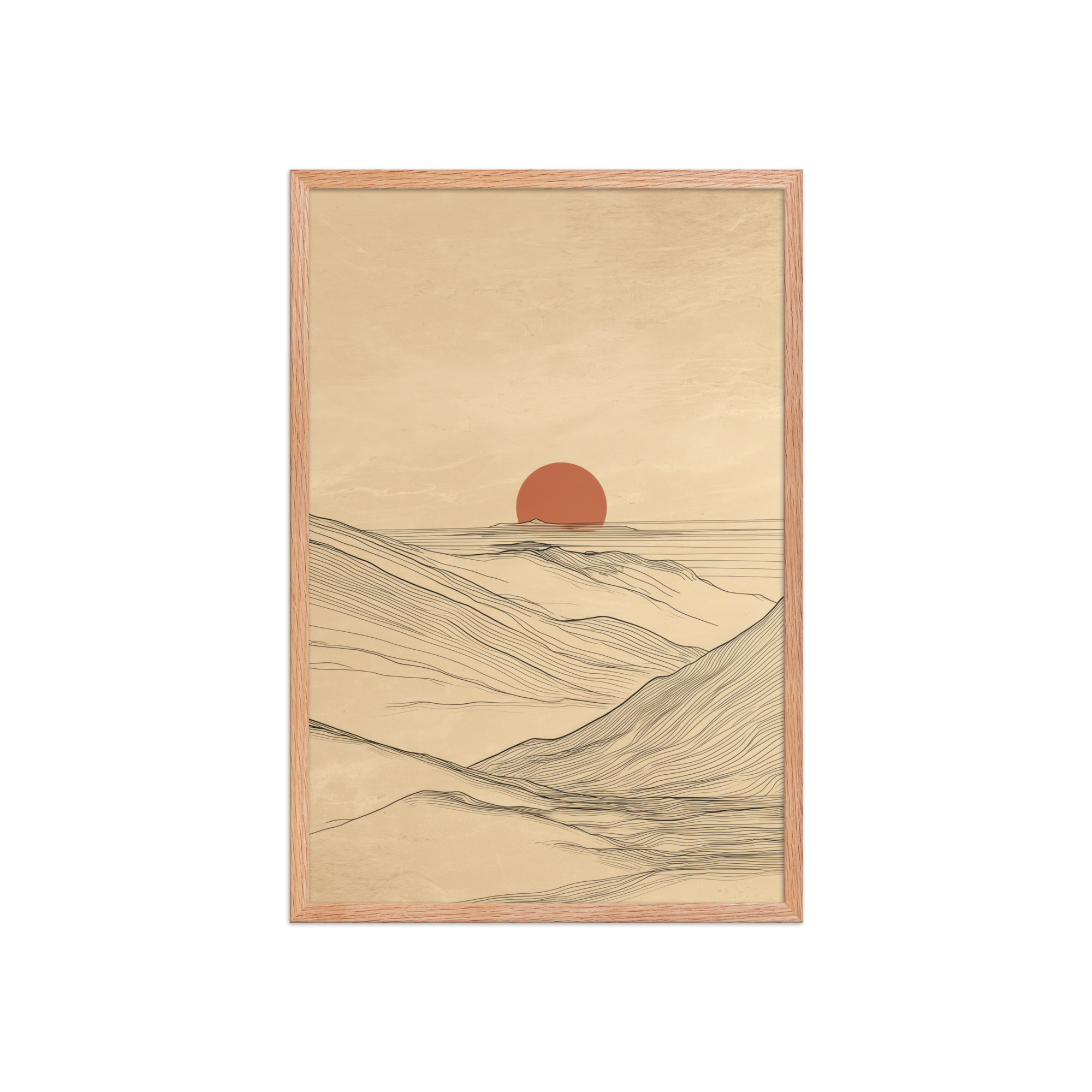 enhanced-matte-paper-framed-poster-in-red-oak-20x30-front-68f9c56b9ff90.jpg Desert Horizon — Japandi Desert Line Landscape Wall Art — Framed Poster - Image 11