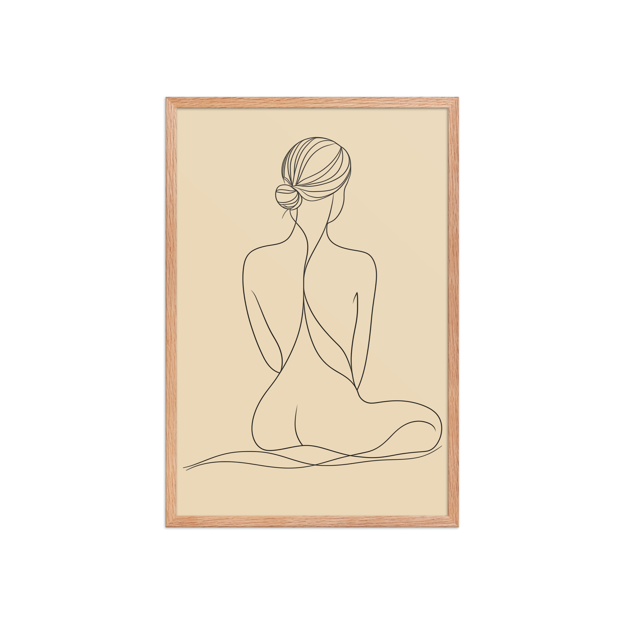 enhanced-matte-paper-framed-poster-in-red-oak-20x30-front-68f9c8d4da9bb.jpg Seated Elegance On Knees — Minimalist Figure Line Wall Art — Framed Poster - Image 9
