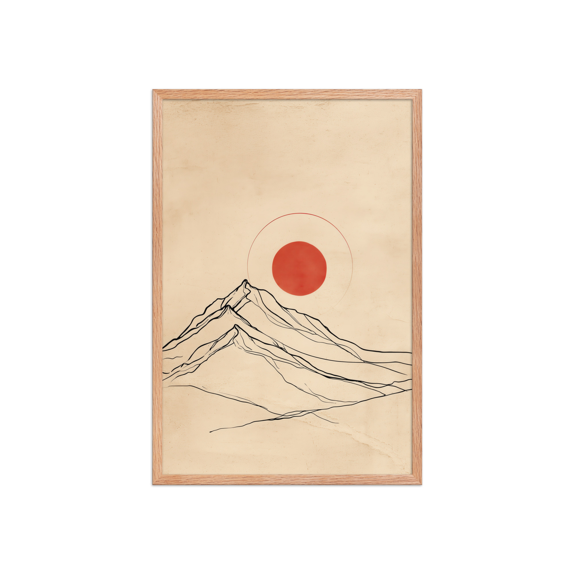 enhanced-matte-paper-framed-poster-in-red-oak-20x30-front-68f9c98ca6630.jpg Eternal Sun — Minimal Mountain and Red Sun Wall Art — Framed Poster - Image 11
