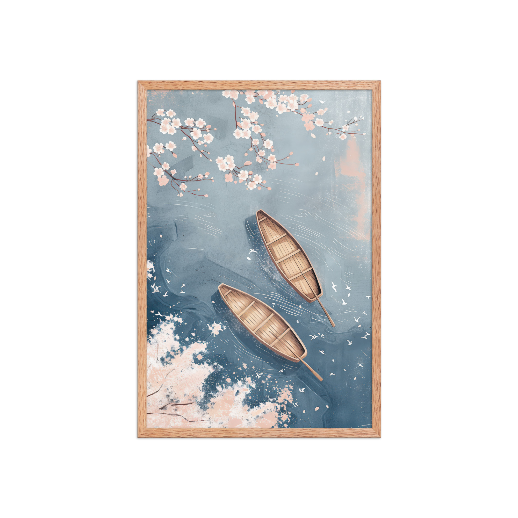enhanced-matte-paper-framed-poster-in-red-oak-20x30-front-68f9cb8acc9f7.jpg Cherry Blossom Drifting — Sakura River Landscape Wall Art — Framed Poster - Image 11
