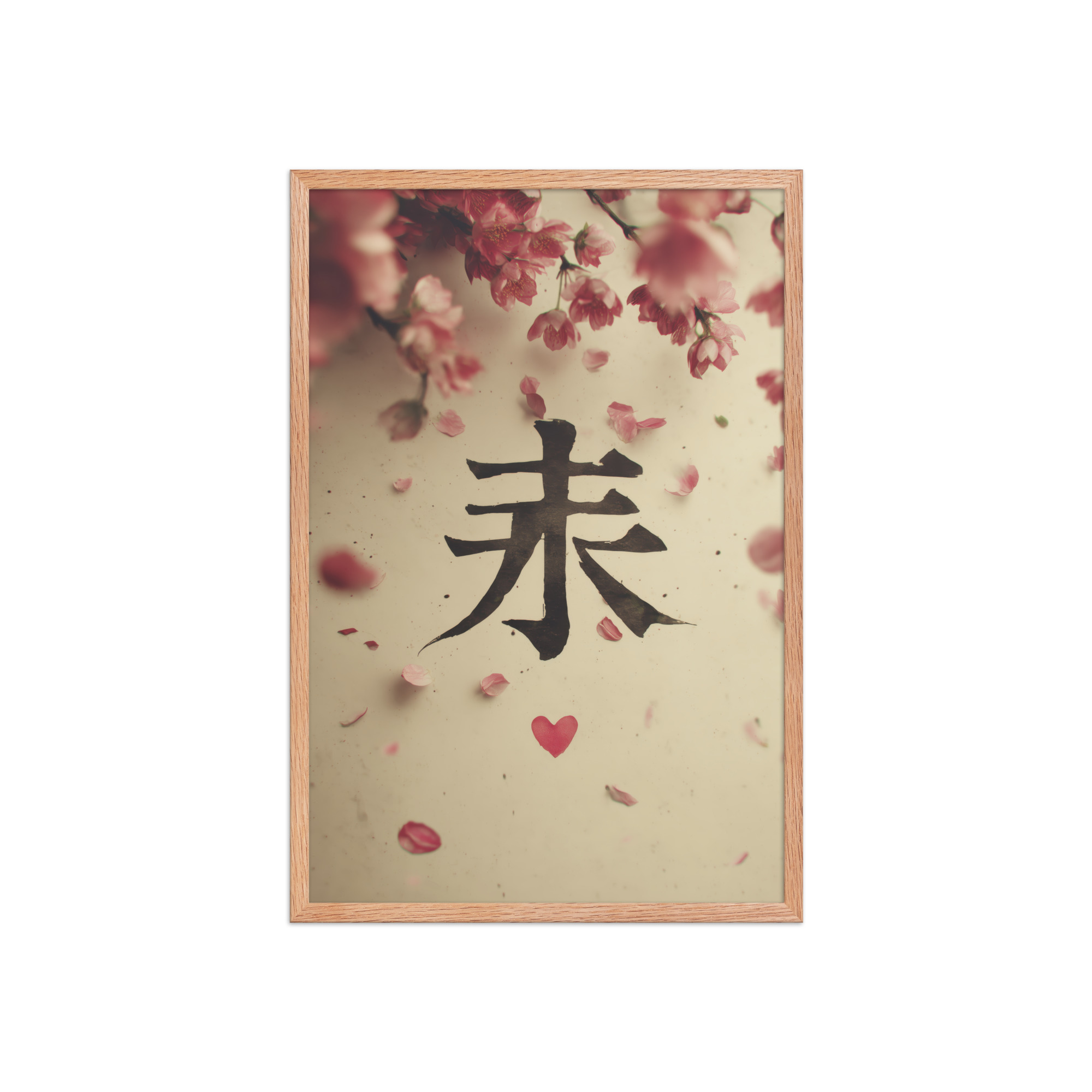 enhanced-matte-paper-framed-poster-in-red-oak-20x30-front-68f9d29a6546f.jpg Sakura Love — Cherry Blossom, Japanese Calligraphy Wall Decor — Framed Poster - Image 15