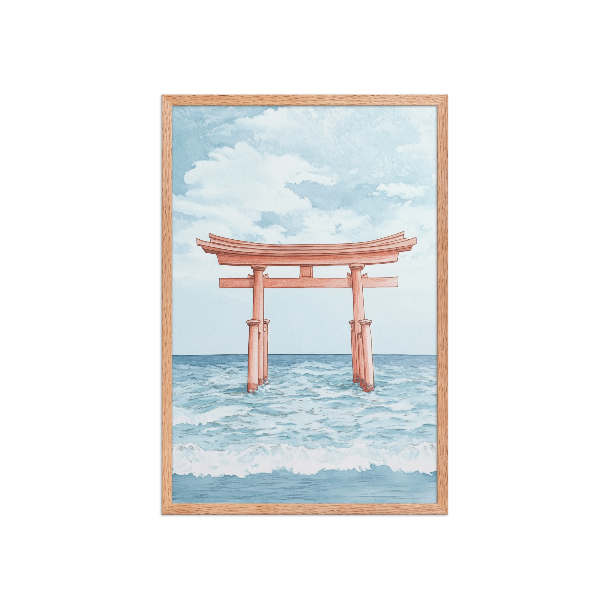 enhanced-matte-paper-framed-poster-in-red-oak-20x30-front-68f9d2fcceebd.jpg Torii Gate Waves — Coastal Shinto Shrine Wall Decor — Framed Poster - Image 15