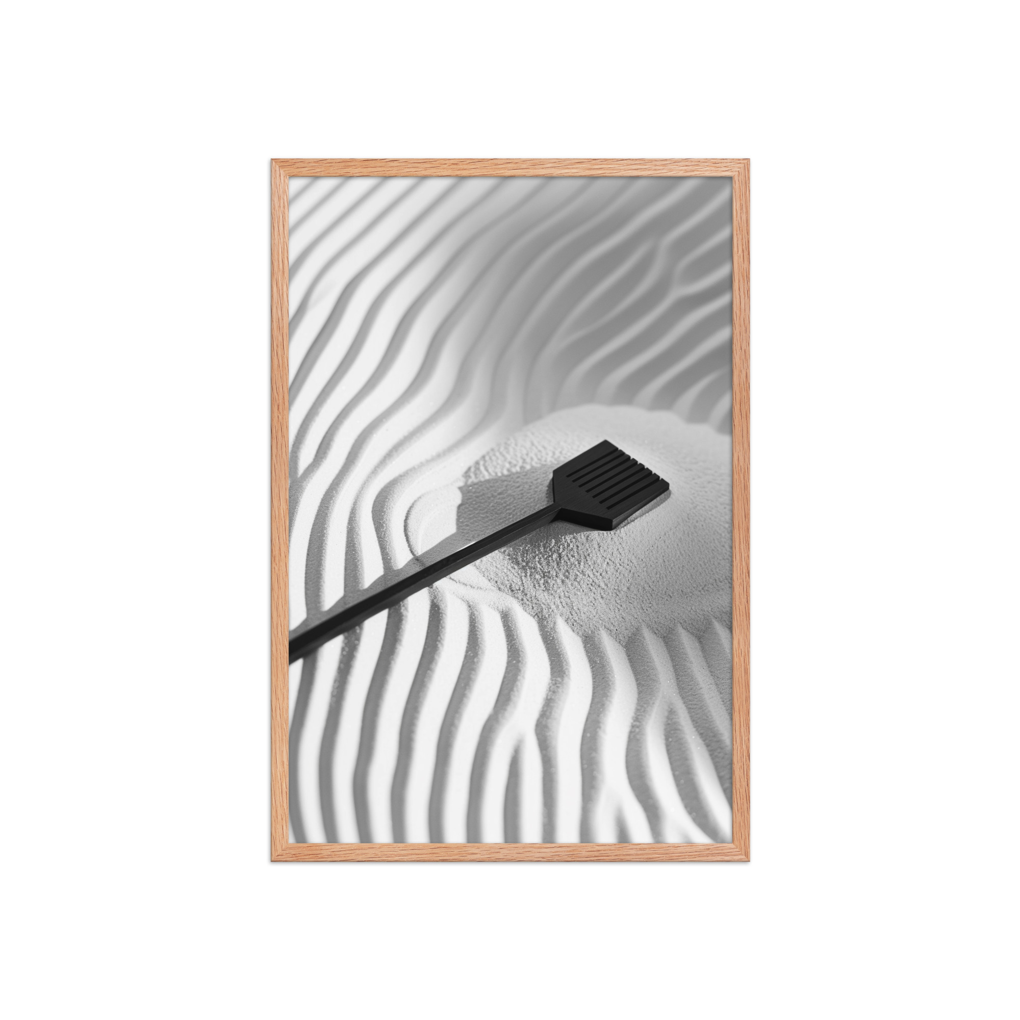 enhanced-matte-paper-framed-poster-in-red-oak-20x30-front-68f9e8d81fd7d.jpg Zen Sand Rake – Minimal Monochrome Ripples Wall Art – Framed Poster - Image 15